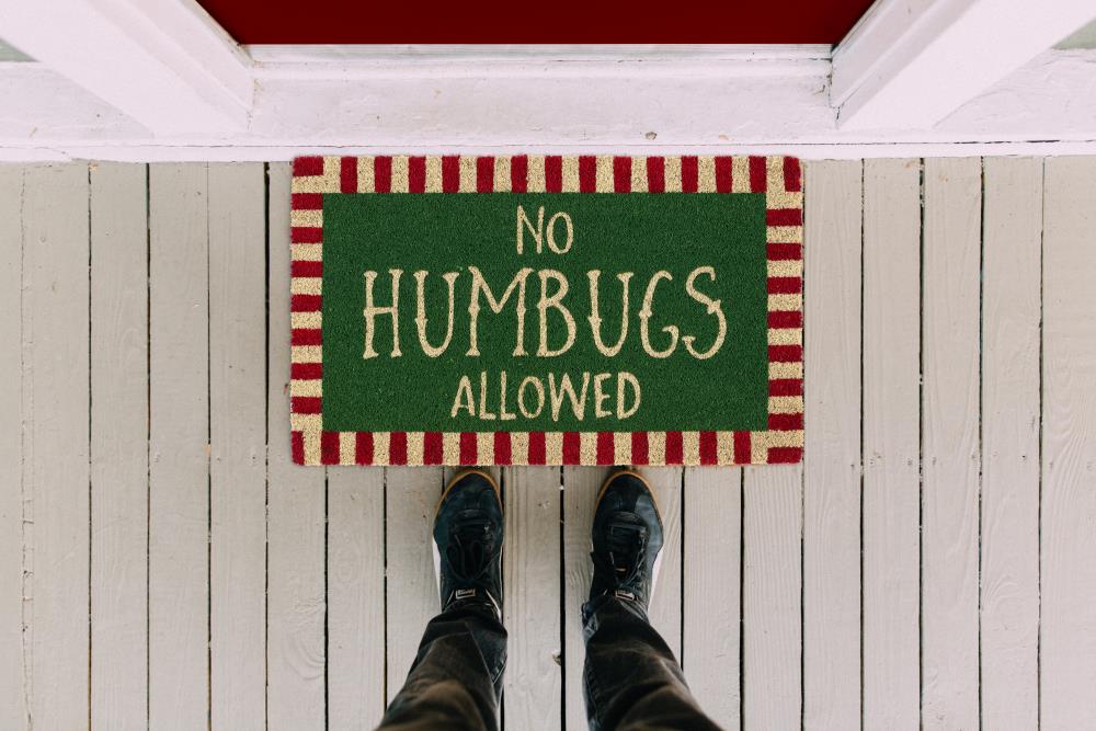 No Humbugs Green and Red Coir Christmas Doormat