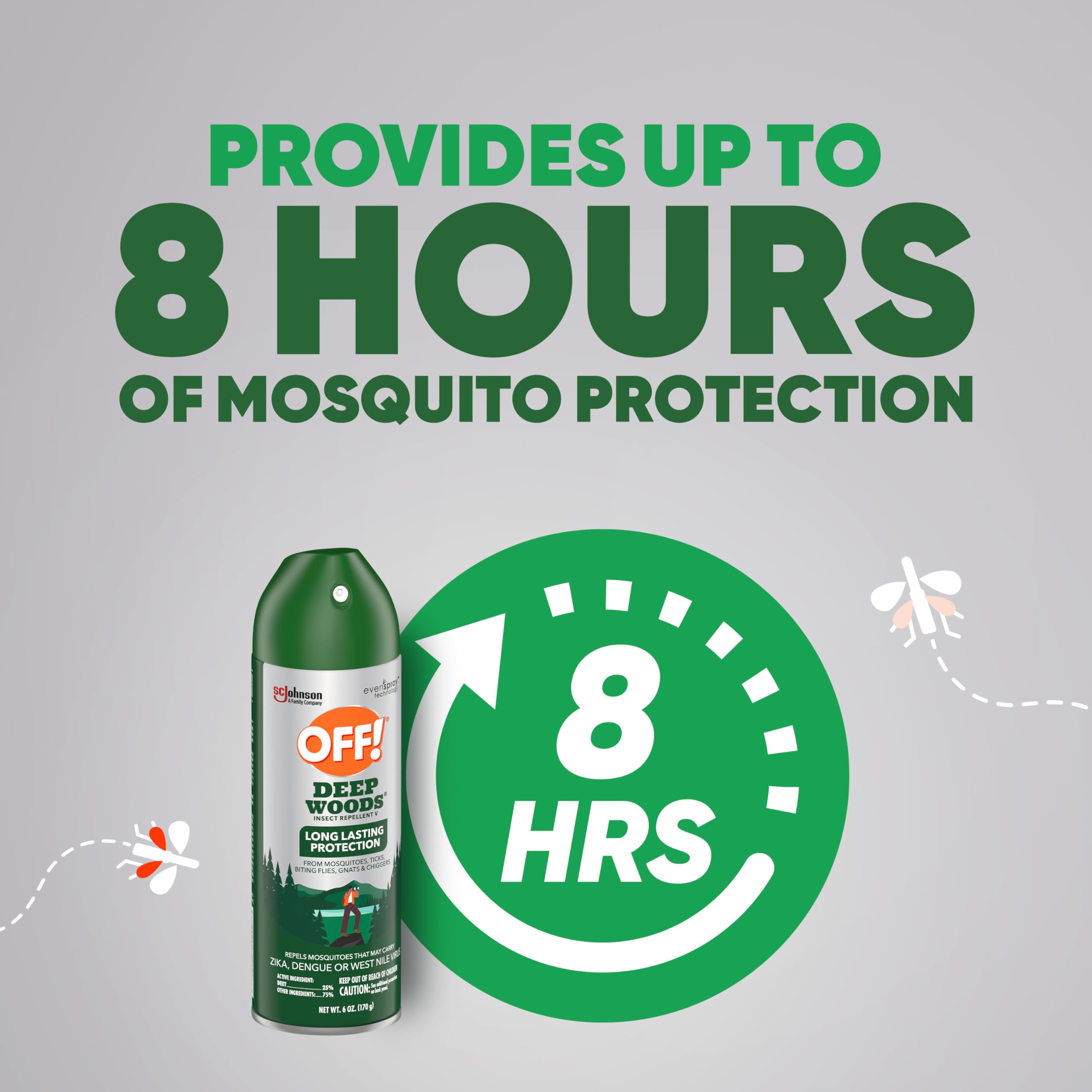 Off! OFF Deep Woods Insect Repellent Aerosol Bug Spray with Long ...