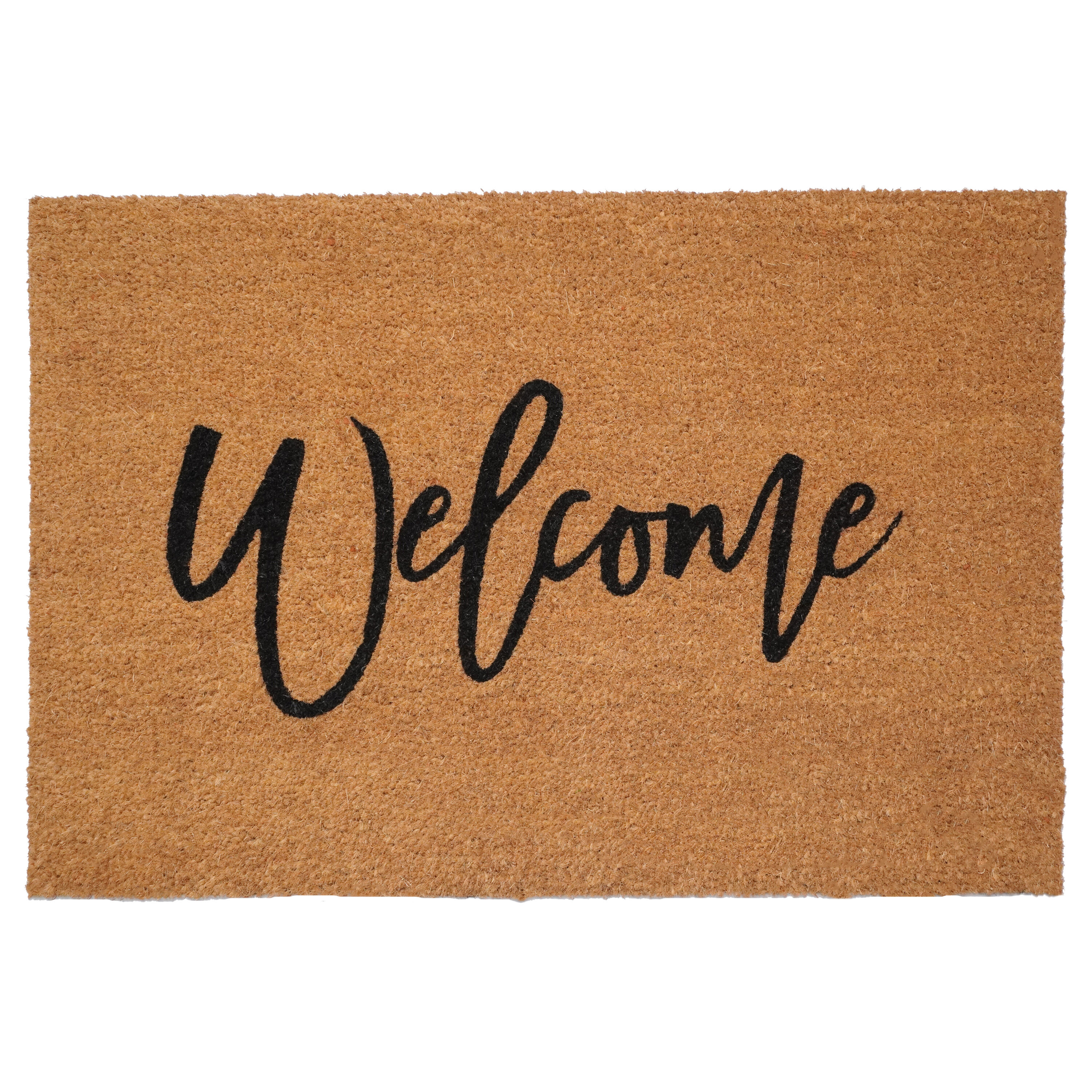 Callowaymills 108422448 24-in x 48-in Black Coir/Vinyl Non-Slip Grip Indoor or outdoor Decorative Door Mat