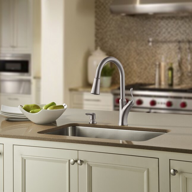 Pfister Eagan Stainless Steel 1-Handle Deck-Mount Pull-Down Handle Kitchen Faucet (Deck Plate Included) Pfister Eagan Stainless Steel 1-Handle Deck-Mount Pull-Down Handle Kitchen Faucet (Deck Plate Included)