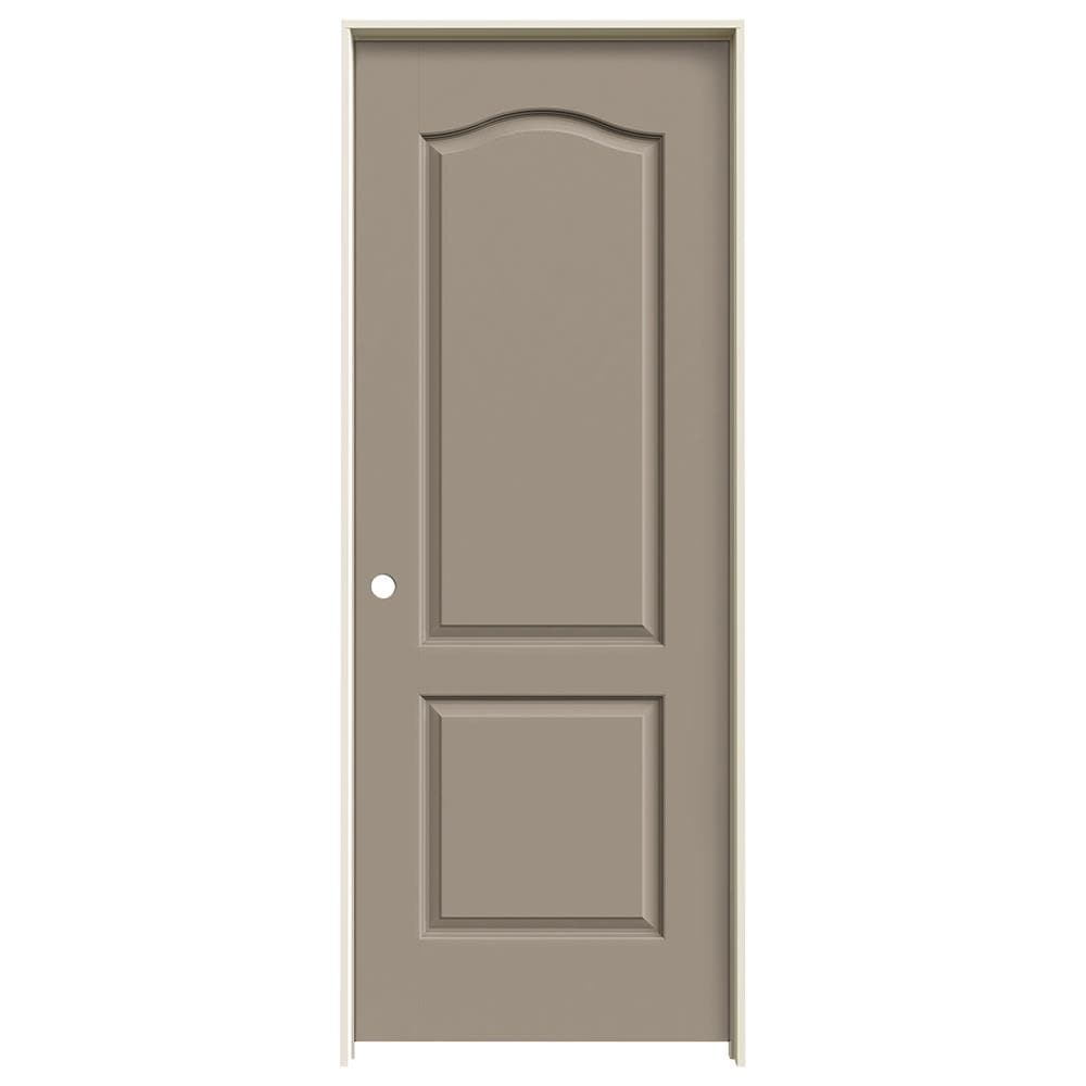 JELD-WEN LOWOLJW137200237 24-in x 80-in Pottery Solid Core 2-panel Arch Top Right Hand Smooth Prefinished Molded Composite Flat Jamb Single Prehung Interior Door