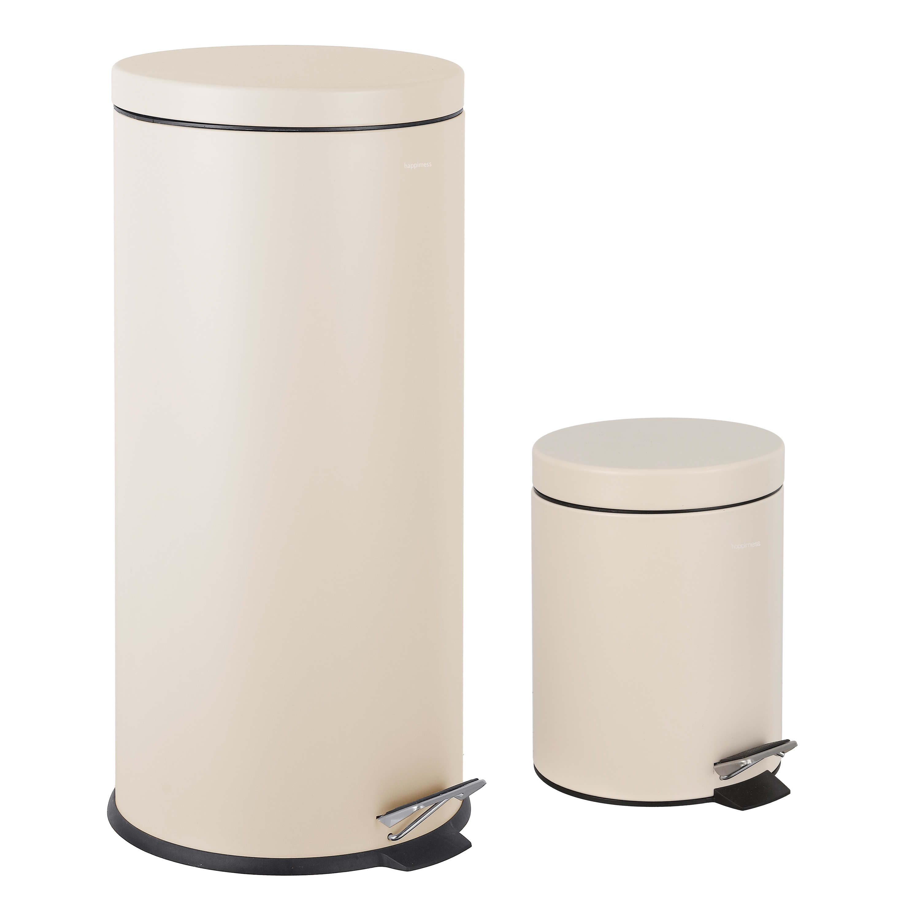 happimess 9.3 Gallon Limestone Beige Metal Indoor Kitchen Step Trash Can #HPM1000E