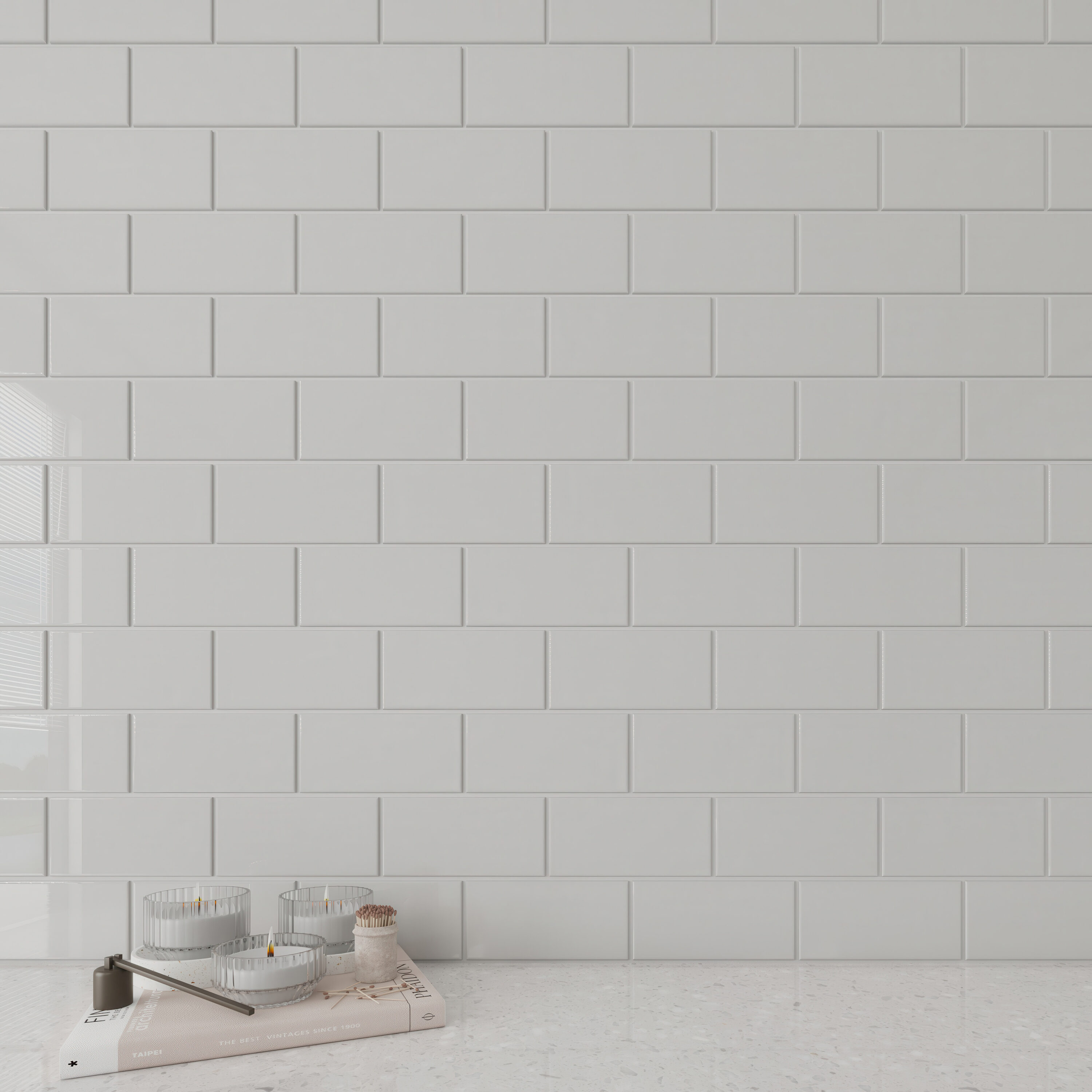 Giorbello Classic Premium Bright White 3-in x 6-in Glossy Glass Subway Wall Tile (5-sq. ft/ Carton)