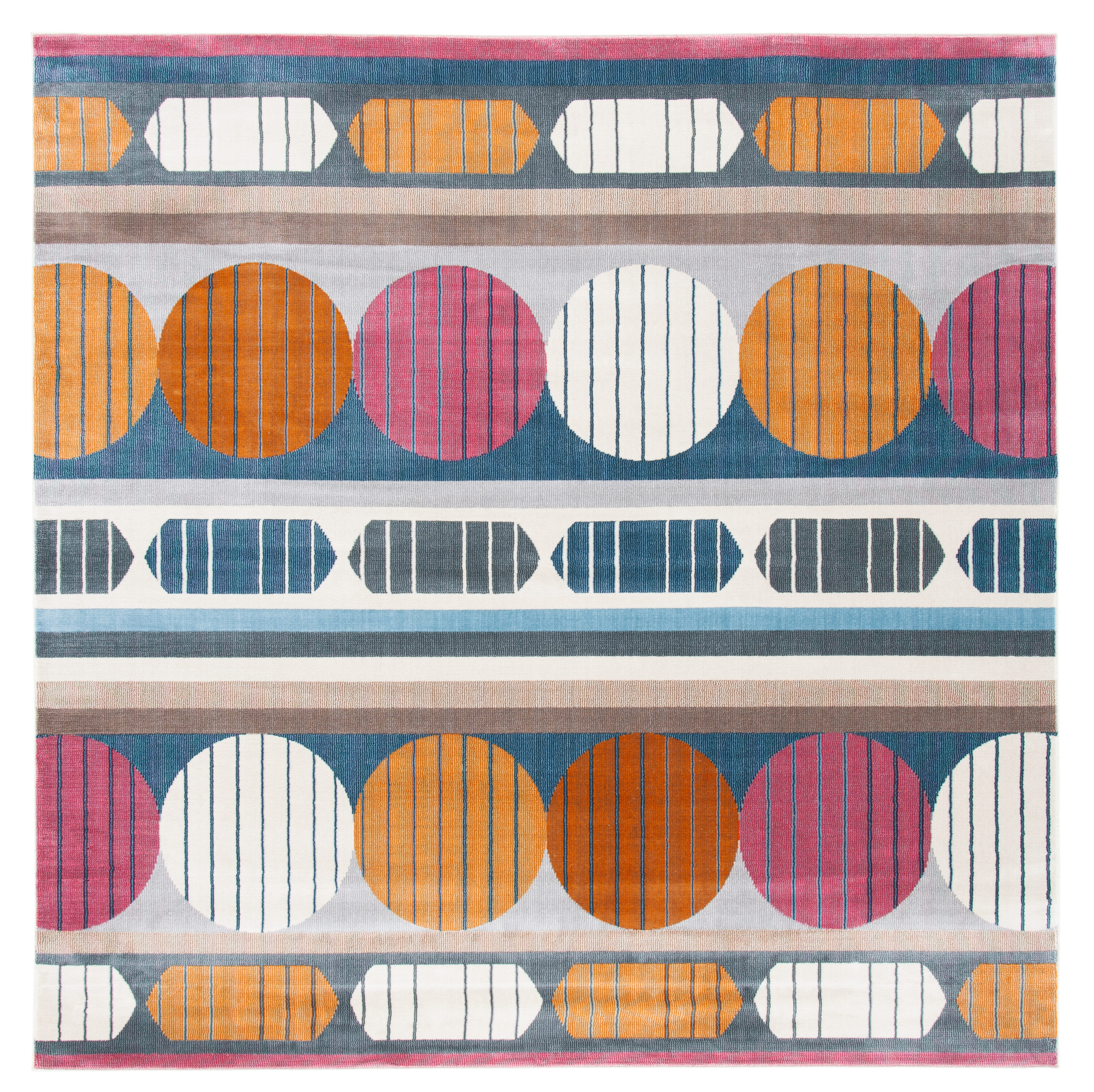 Orwell 367 Grey/Orange 7 X 7 Area Rug