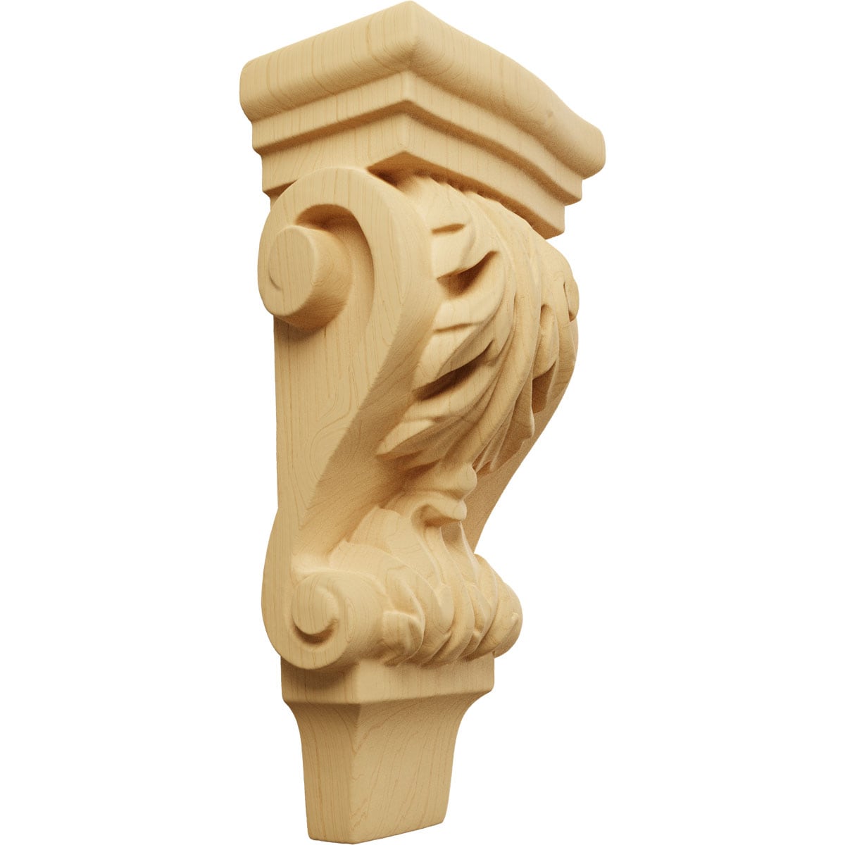 Alder Hand-Carved Extra Small Acanthus Pilaster Wood Corbel