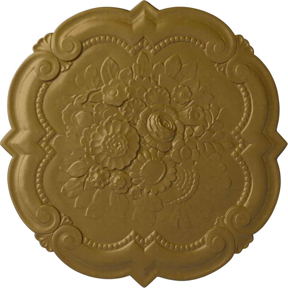 Ekena Millwork CM24VIGLS Victorian 24.38-in W x 24.38-in L Painted Gold Polyurethane Whole Ceiling Medallion