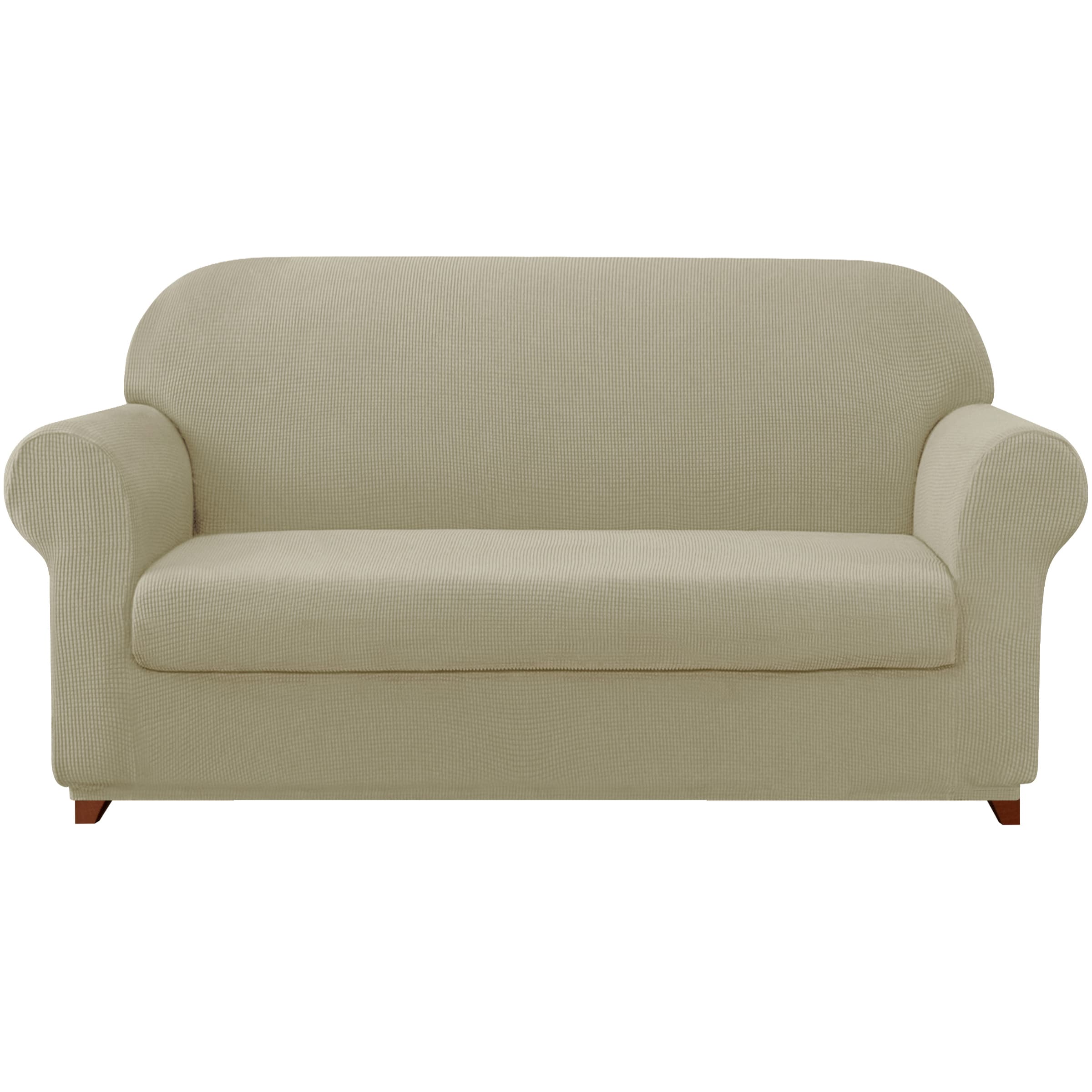 Subrtex SBTSF1011 Textured Grid Sand Jacquard Sofa Slipcover 118-Inches W x 41-Inches H x 42-Inches D