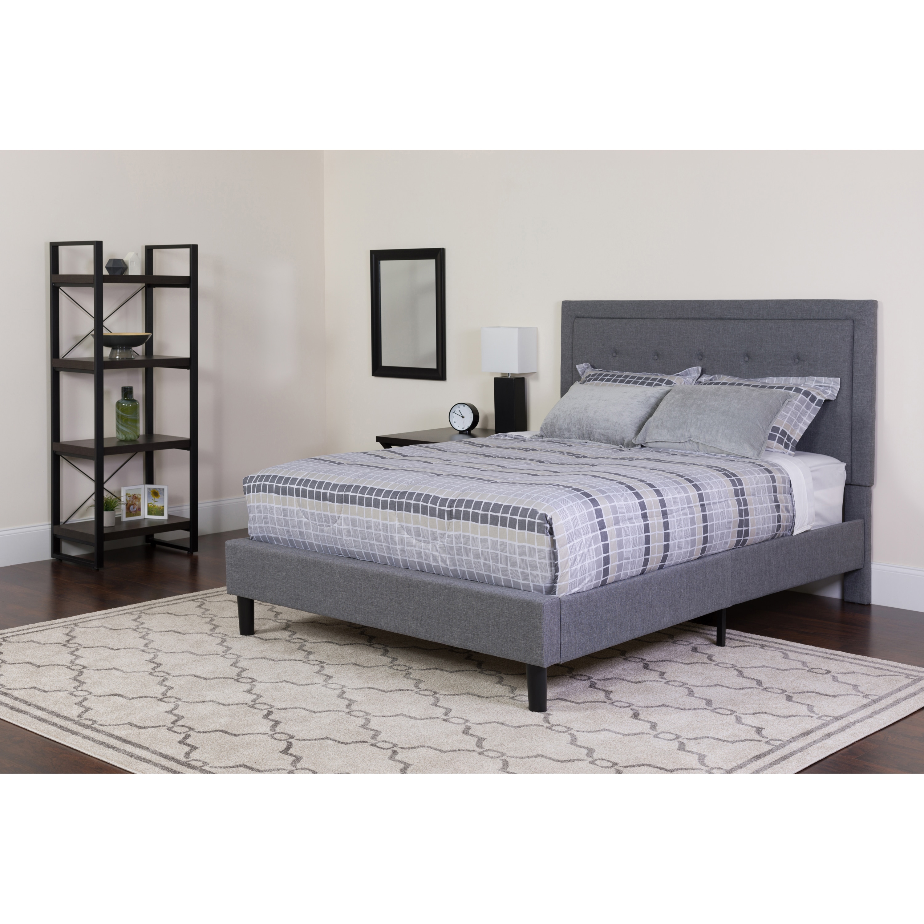 Flash Furniture 889142257608 Roxbury Light Gray King Upholstered Platform Bed