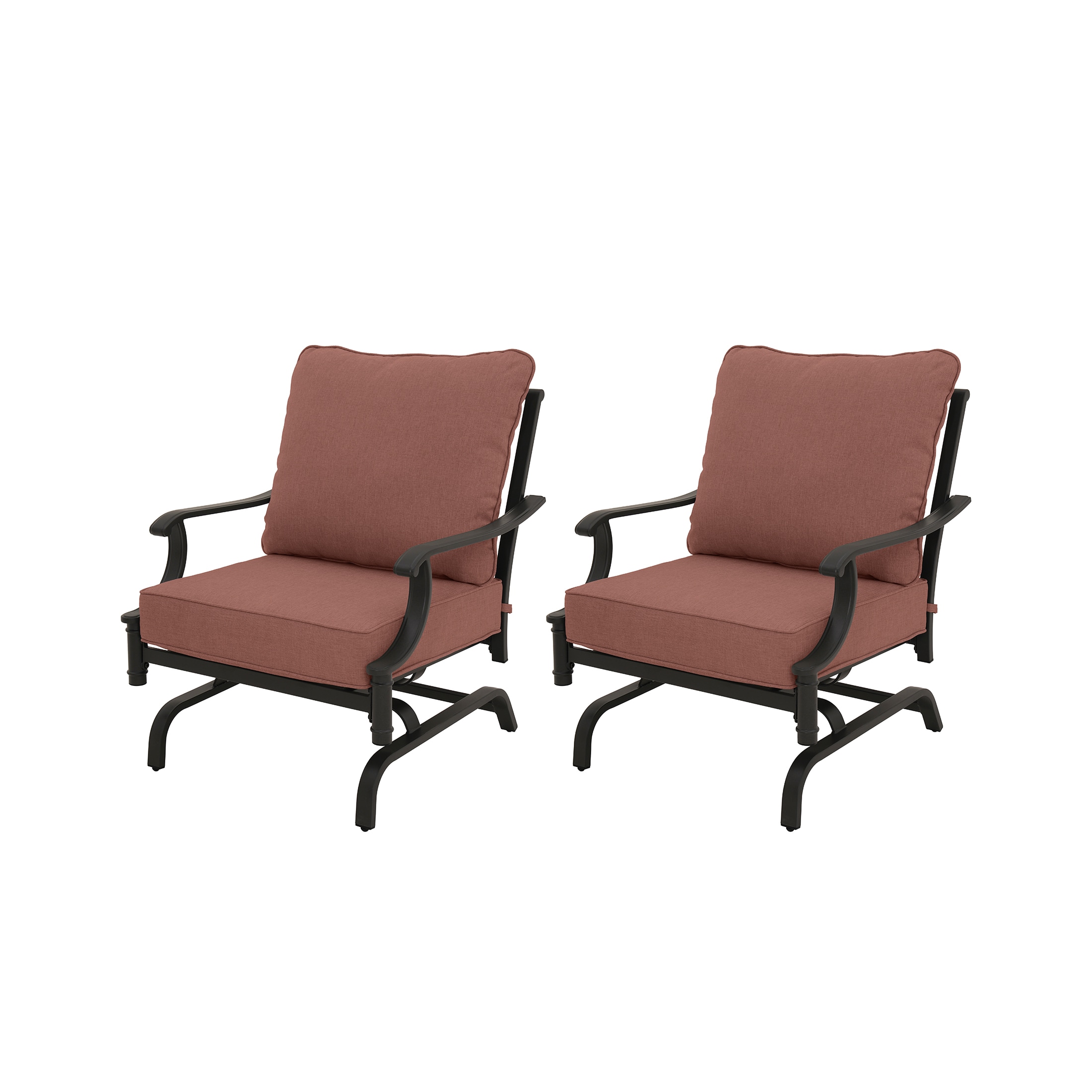 allen + roth LOS23006-STRR Thomas Lake Set of 2 Grey Steel Frame Conversation Chair with Red Cushioned Seat