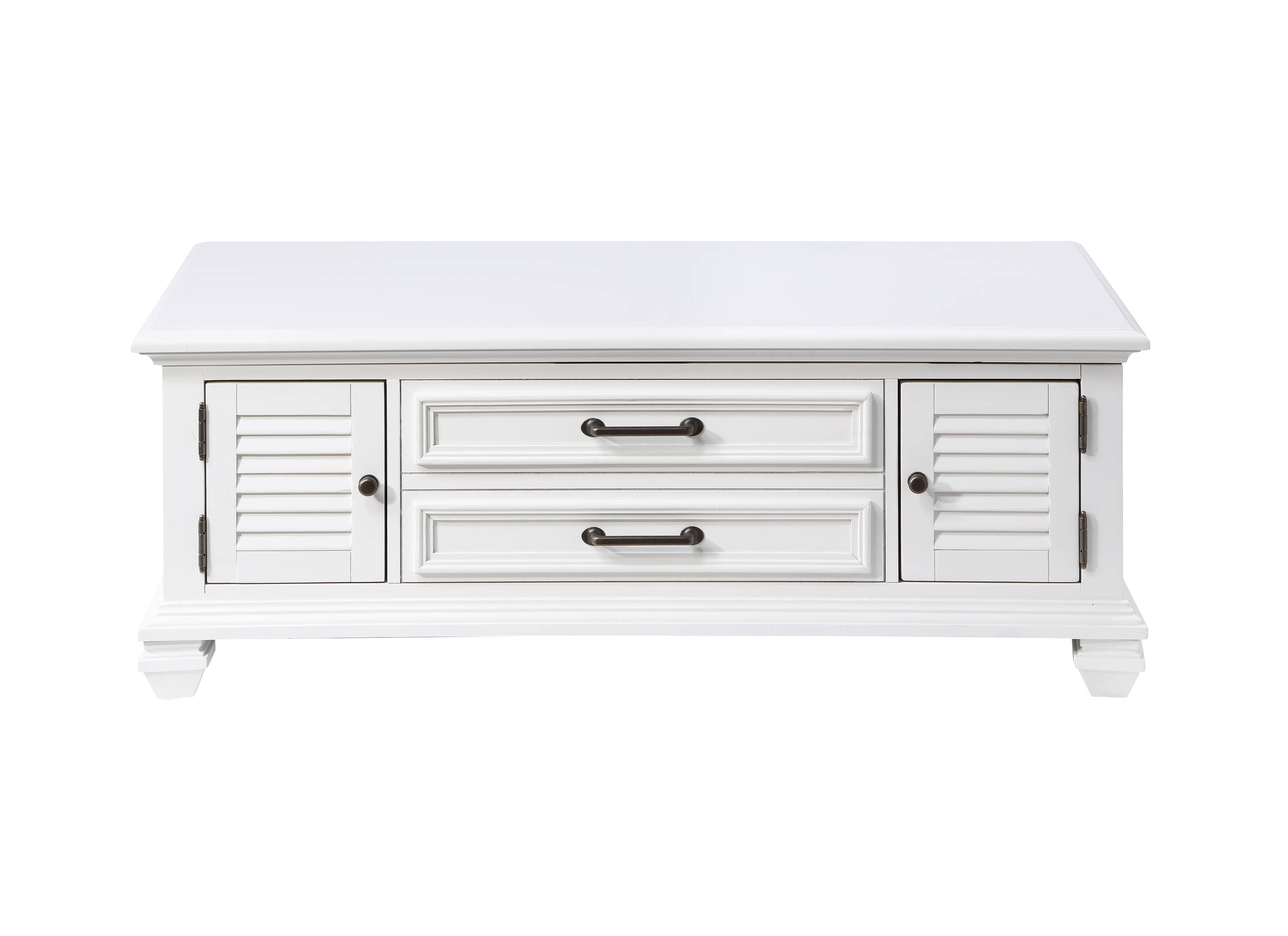 Steve Silver CT100C Farmhouse White Mindi Wood veneer Farmhouse Coffee Table with Storage