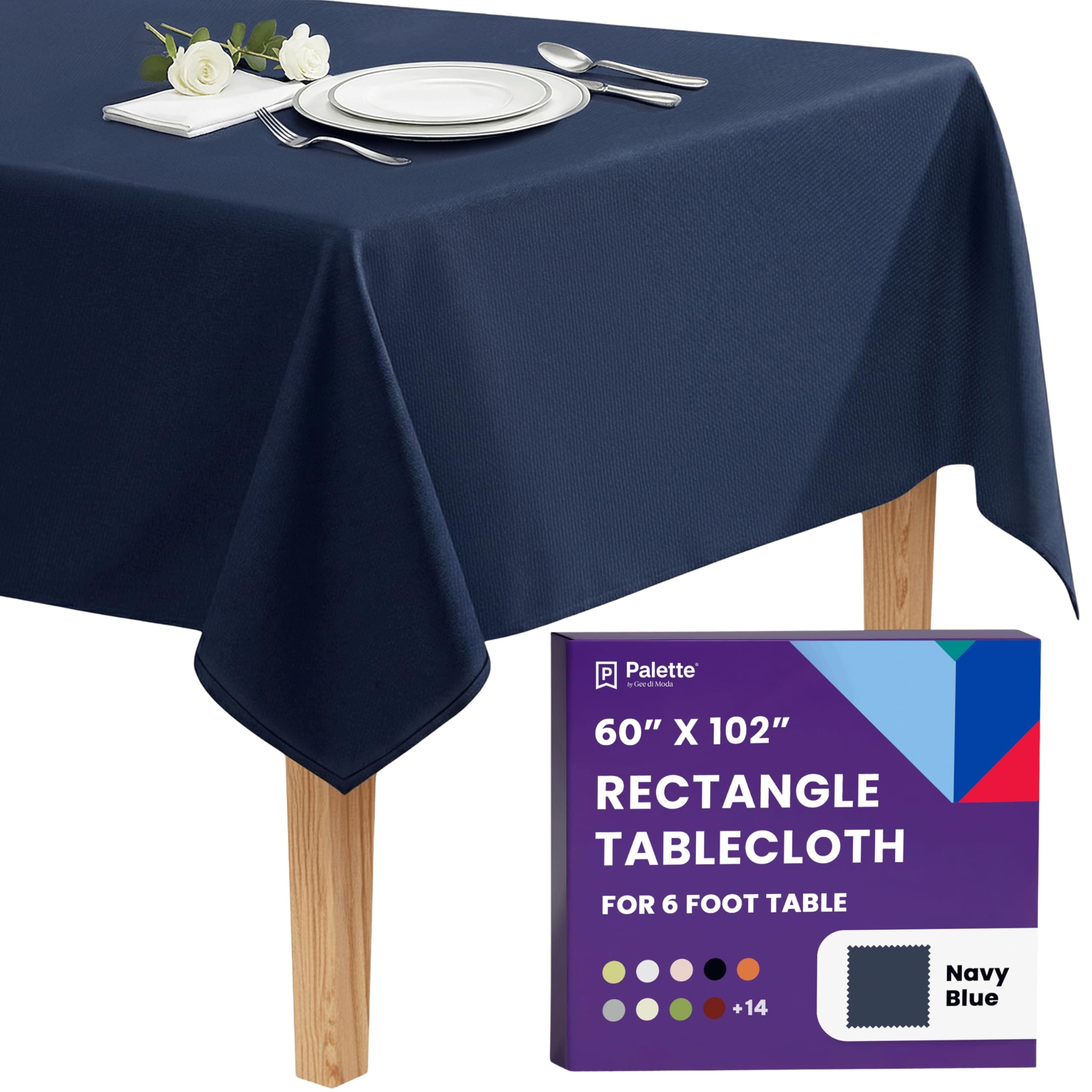 Gee Di Moda  Rectangle Tablecloth - 60 x 102 Inch Navy Blue Rectangle Table Cloth - Heavy Duty Washable Fabric - for Buffet Table Holiday Party Dinner Wedding and Baby Shower