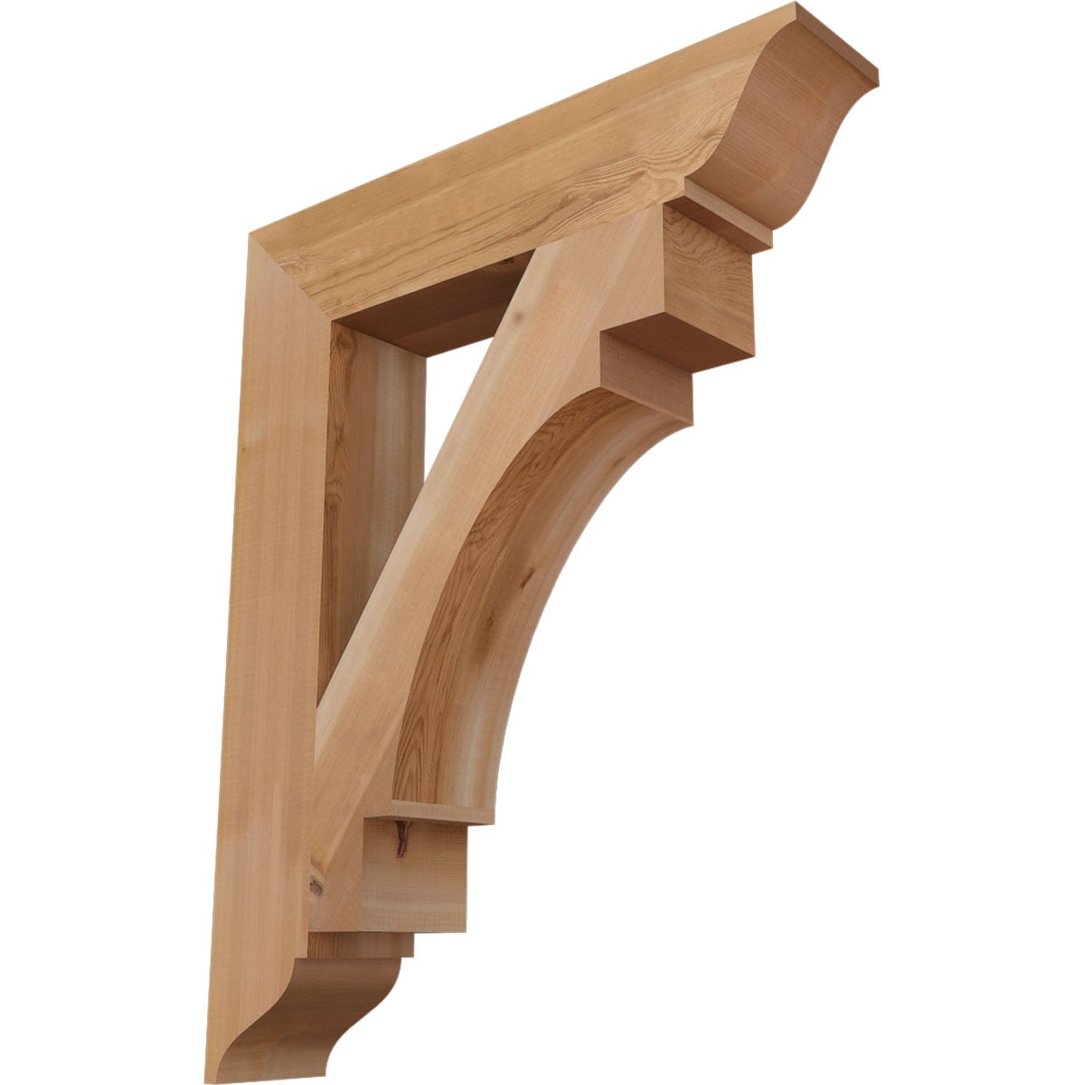 Ekena Millwork BKT06X30X38MRC01SWR Merced traditional smooth 5-1/2-in x 30-in x 38-in Western red cedar Brown Wood Standard bracket
