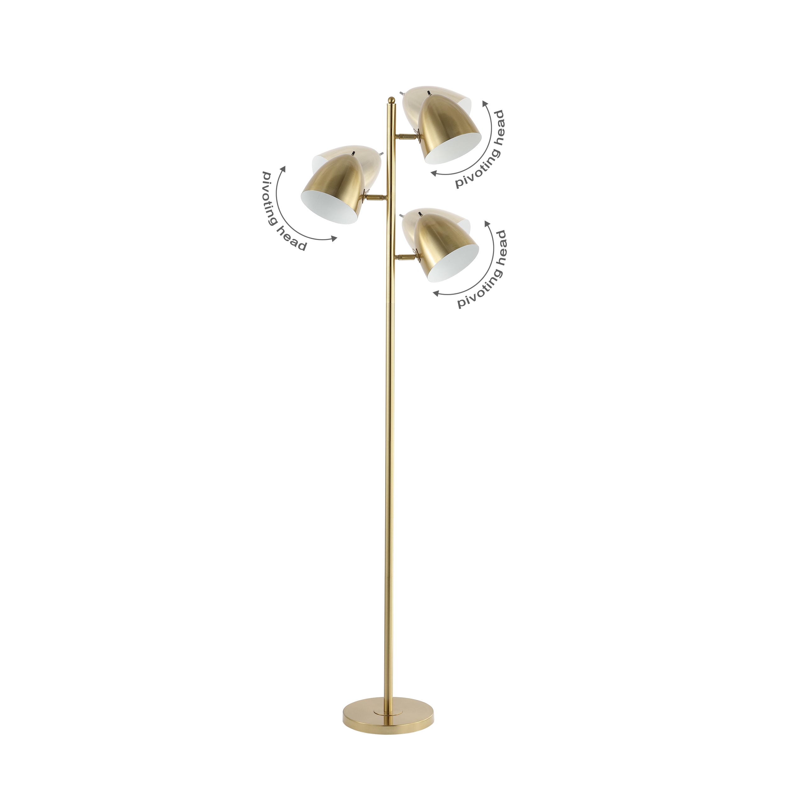Billy Mid-Century Transitional 66.5" Satin Gold Adjustable LED Floor Lamp