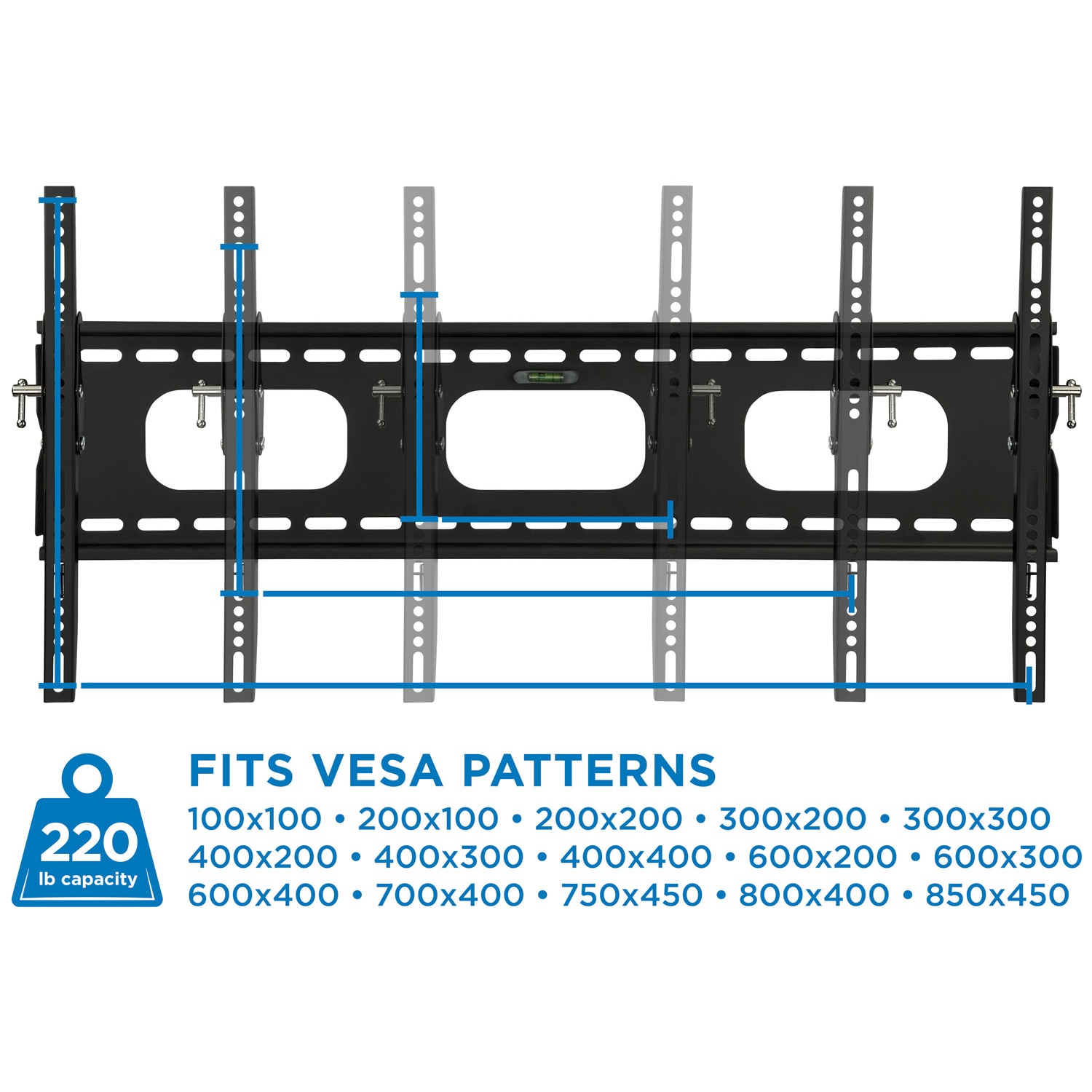 Black Steel Low-Profile Tilting TV Wall Mount for 42-90 inch Screens