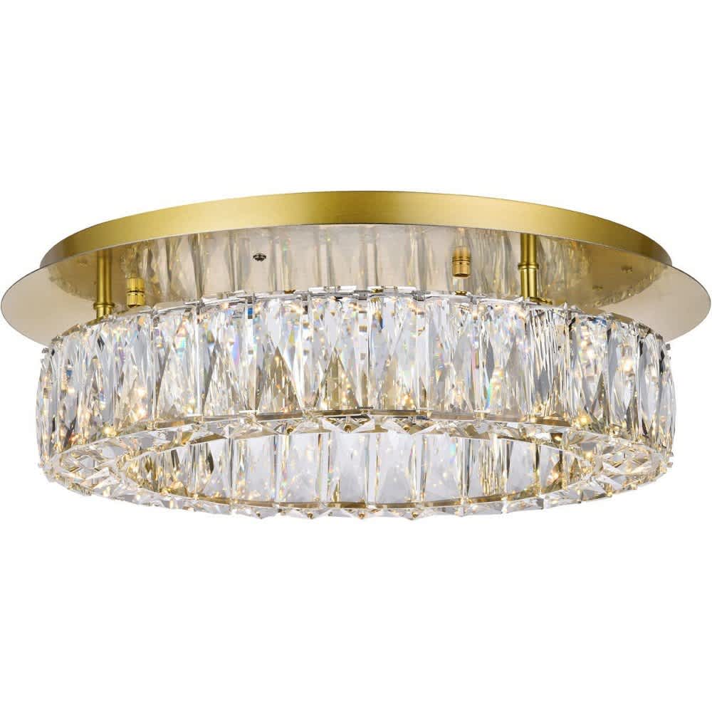 Elegant Lighting A-EL-3503F18G Monroe - Light Gold Contemporary - LED Crystal And Steel Flush Mount Light