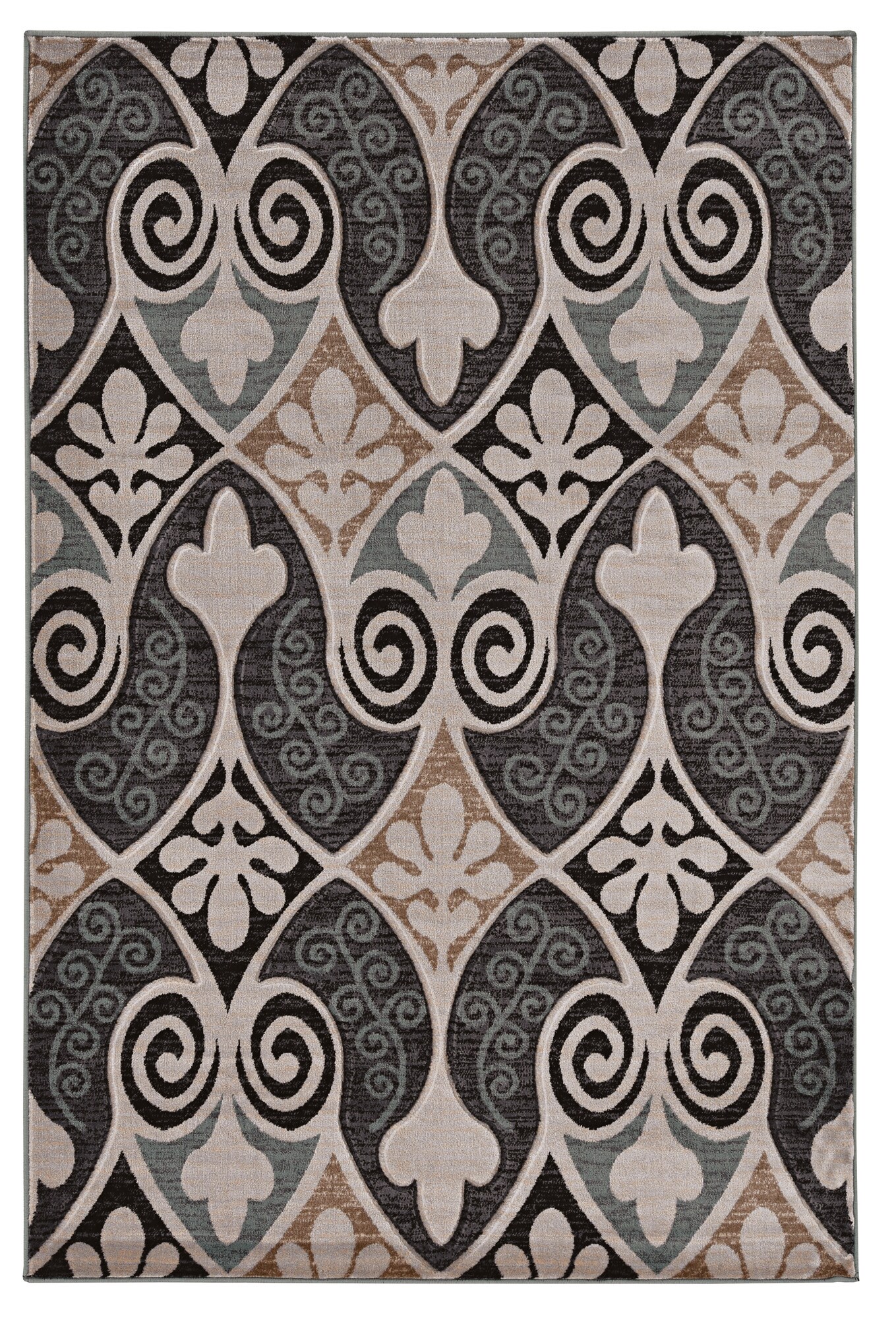 Linon RUG-MN3558 Milan 5 X 8 (ft) Black Indoor Geometric Area Rug