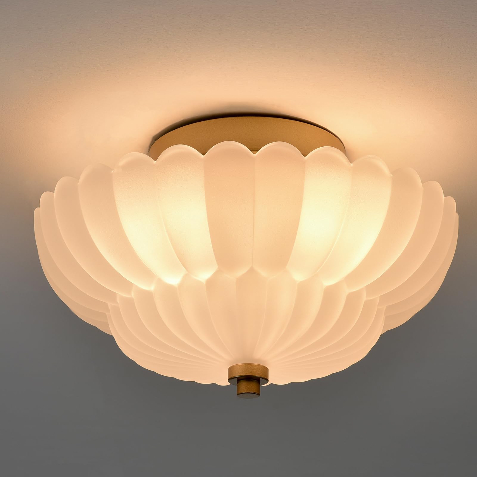 Ahfiwaso  Gold Flush Mount Ceiling Light Fixture Modern Semi Flush Mount Ceiling Light Vintage Close to Ceiling for Bathroom Bedroom Entryway