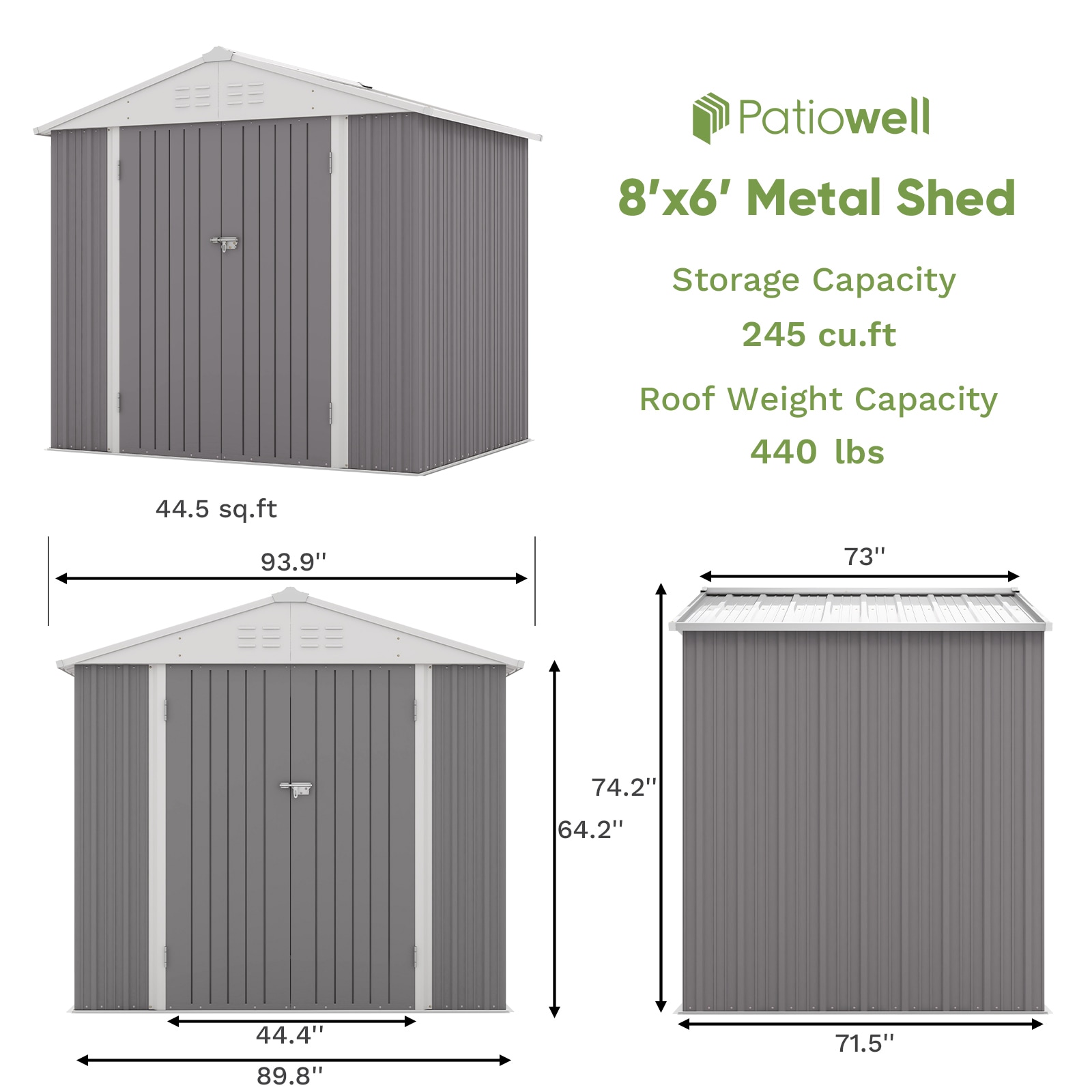 Patiowell 8-ft x 6-ft Galvanized Steel Storage Shed in the Metal ...