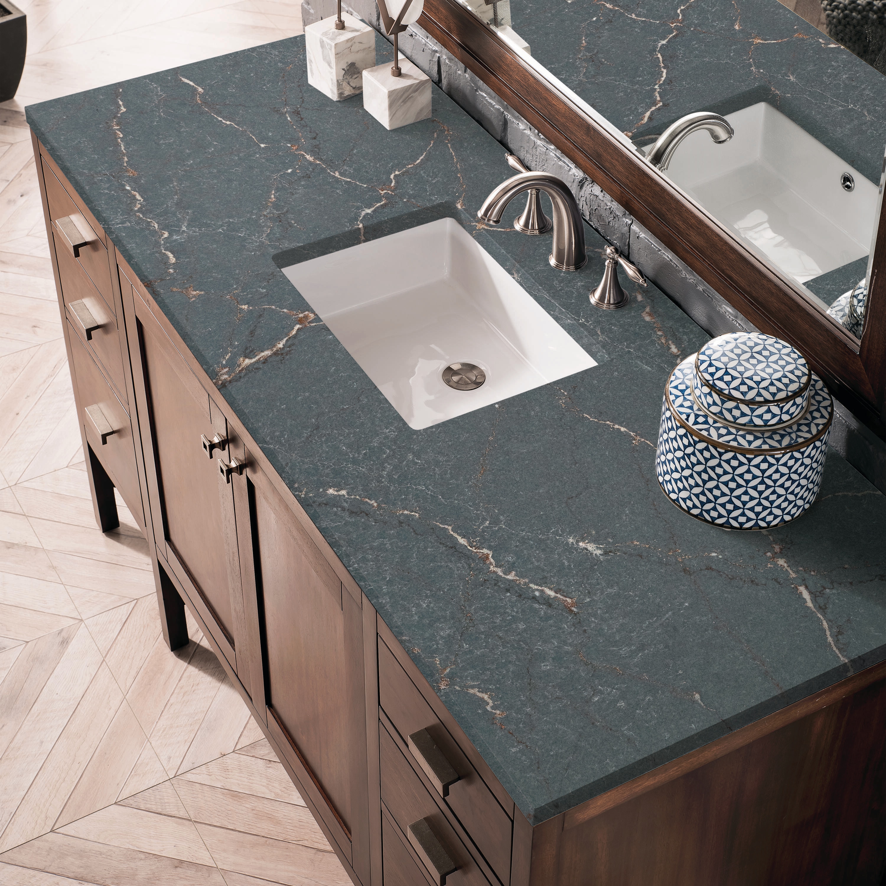 Addison 60" Dark Wood Single Bathroom Vanity with Drawers