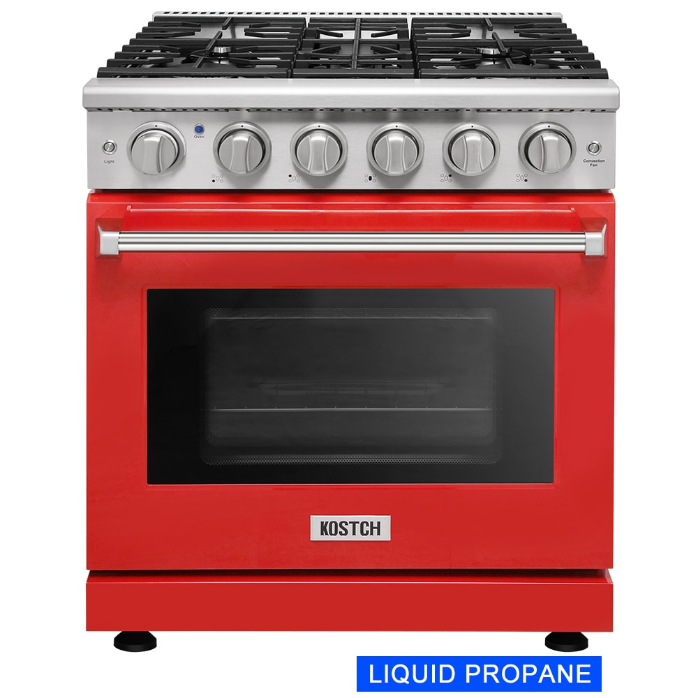 KOSTCH KOS-30RG03MLP-R 30-in 5 burners 4.55-cu ft Convection Oven Freestanding Liquid Propane Gas Range ( Red )