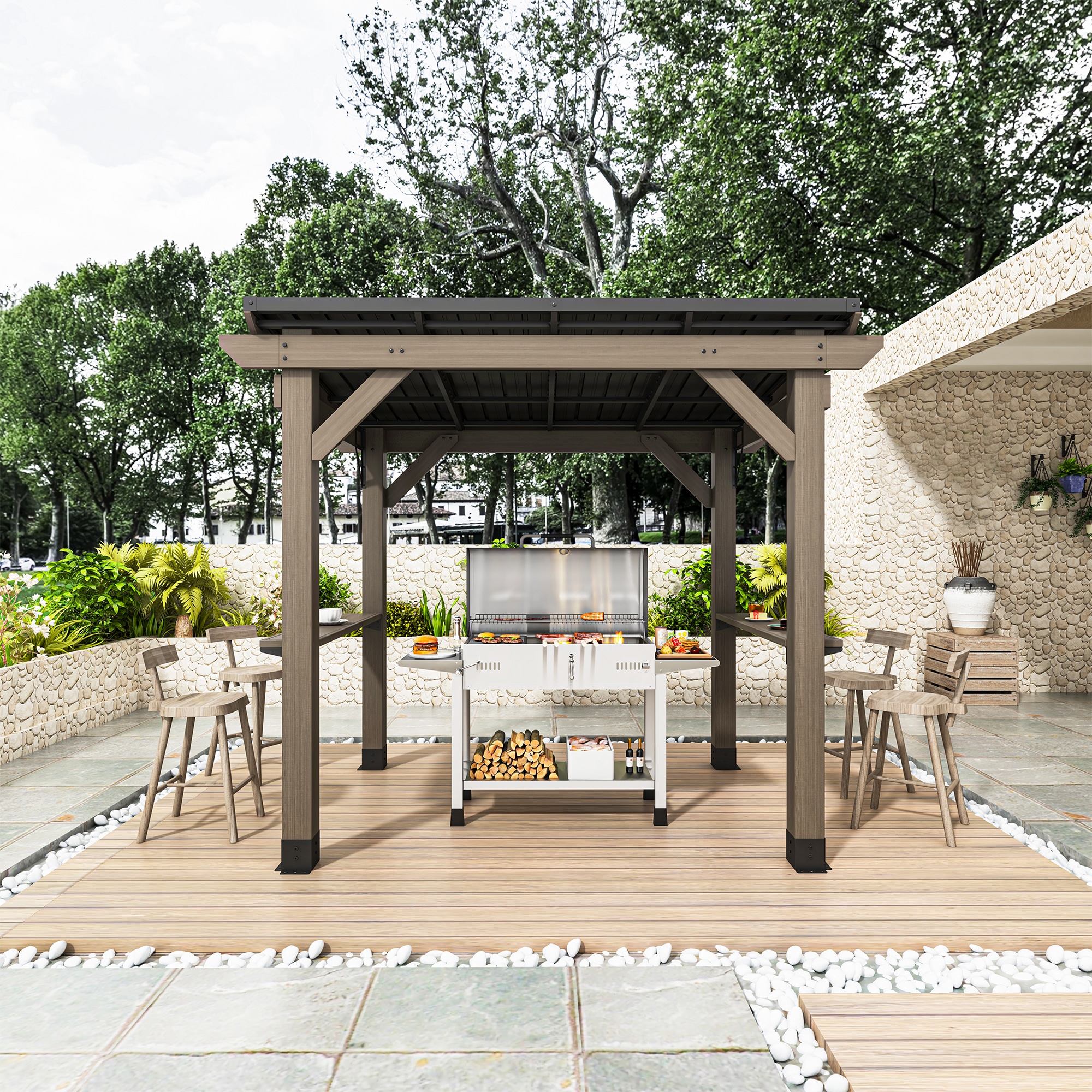 Clihome CLOD0605KTSK86 Wood-Resin-Gazebos - View #2