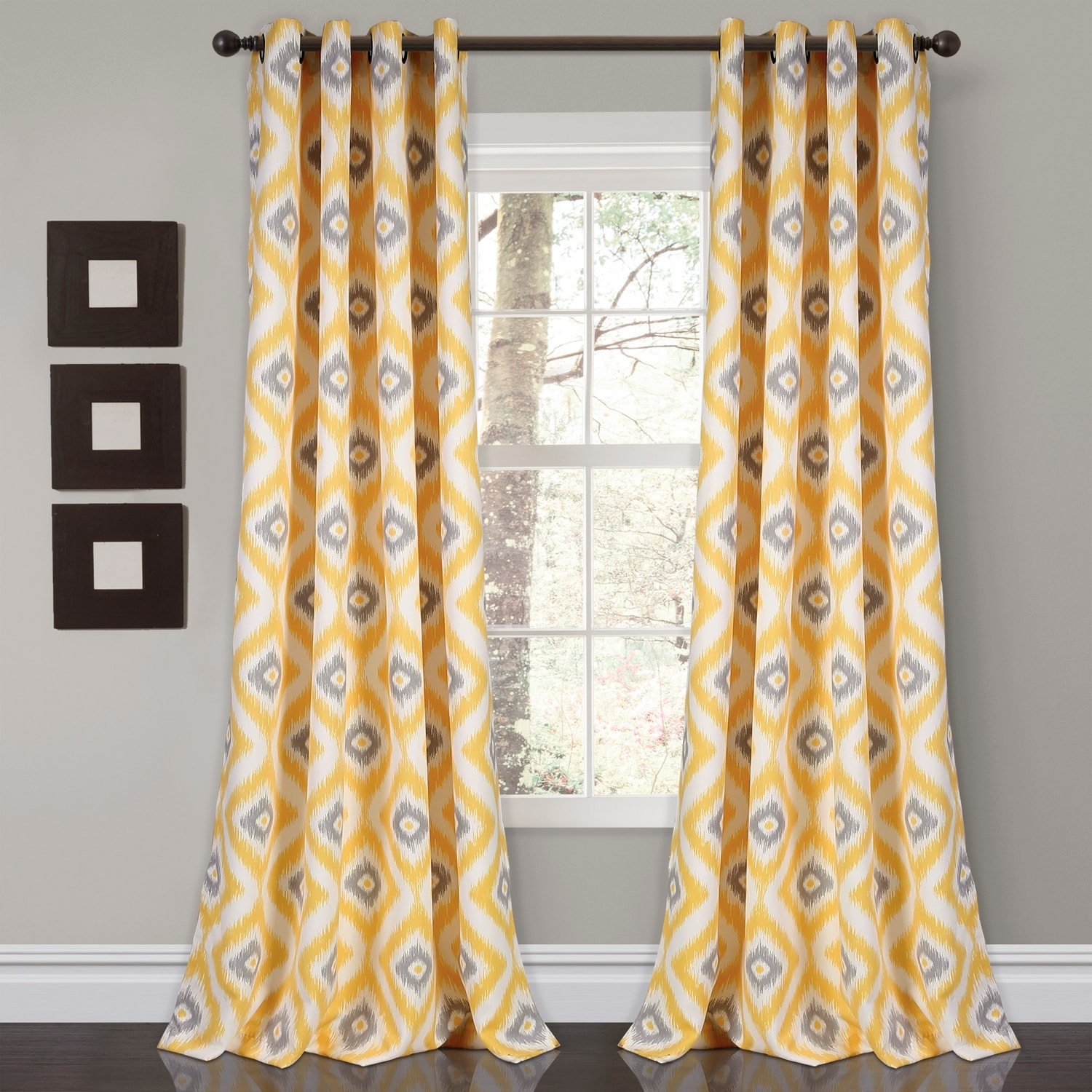 Lush Decor 16T001637 84-Inches Yellow Light filtering Grommet Curtain panel pair