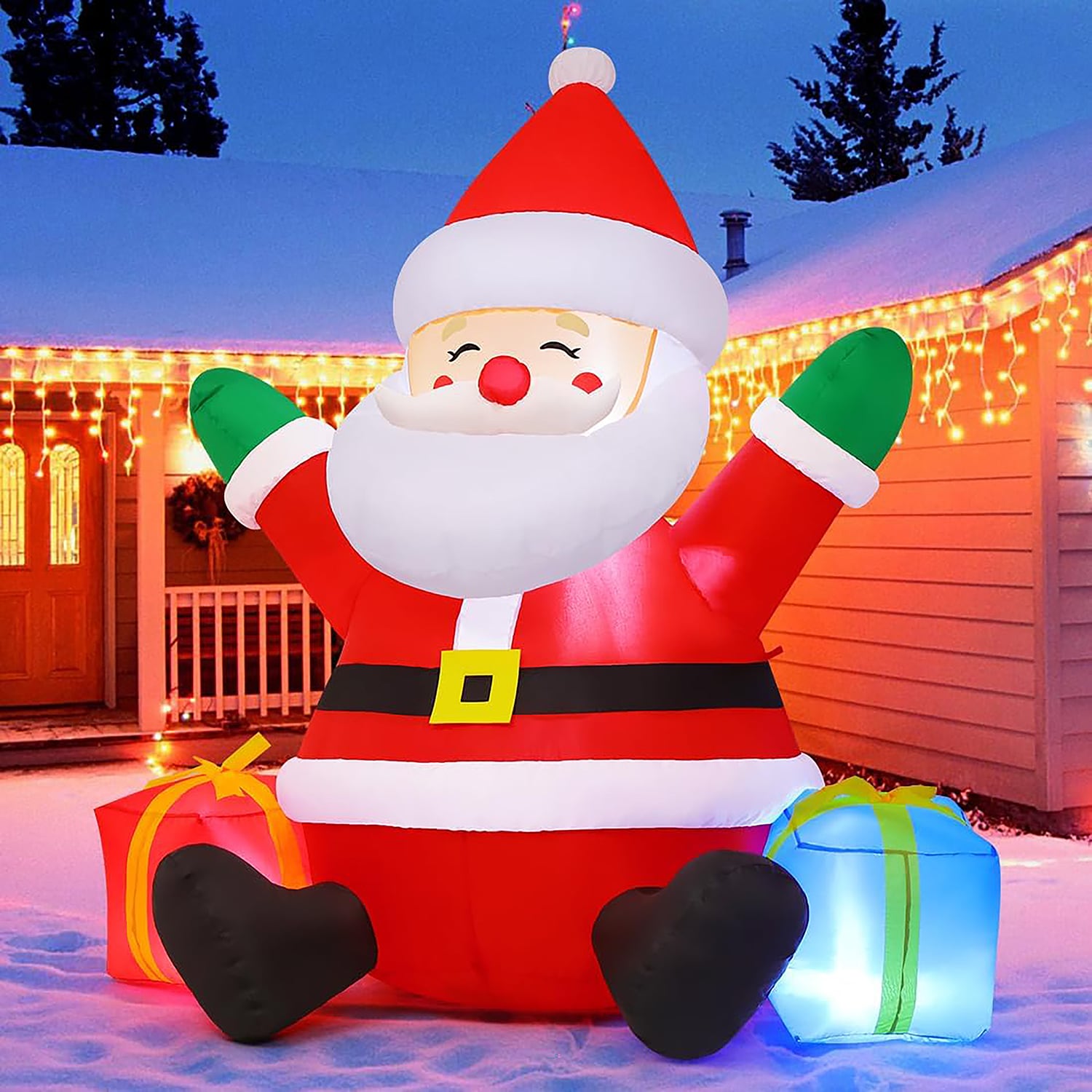 GOOSH 5.2-ft Lighted Santa Christmas Inflatable In The Christmas ...