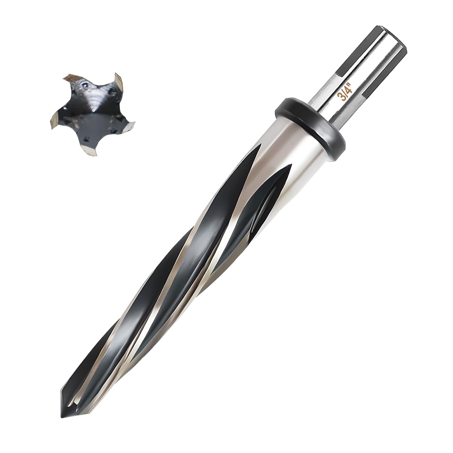 Etokfoks  3 4 Inch M2 HSS Taper Chucking Reamer Drill Bit with 5 Spiral Flutes for Steel Alloy Metal Wood Plastic 1 Pack
