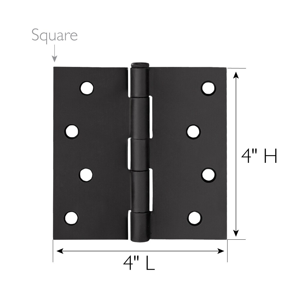 Matte Black Steel 4'' x 4'' Door Hinges with Removable Pin