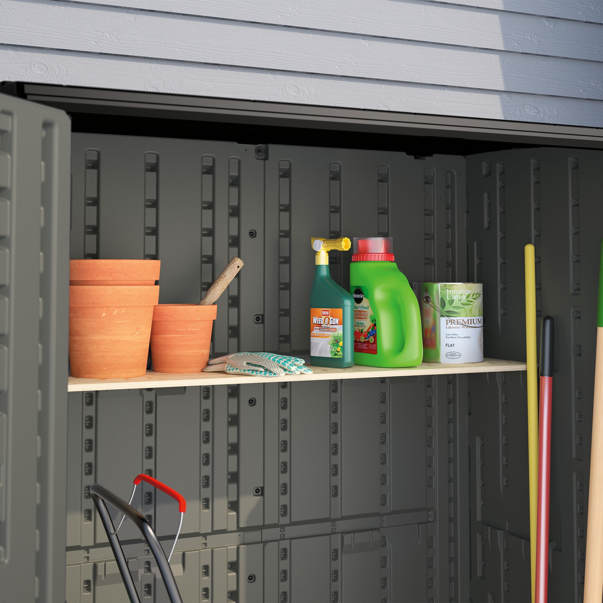 Suncast  3-ft x 4-ft Extra Large Vertical Gray Resin Storage Shed and Compatible Accessories