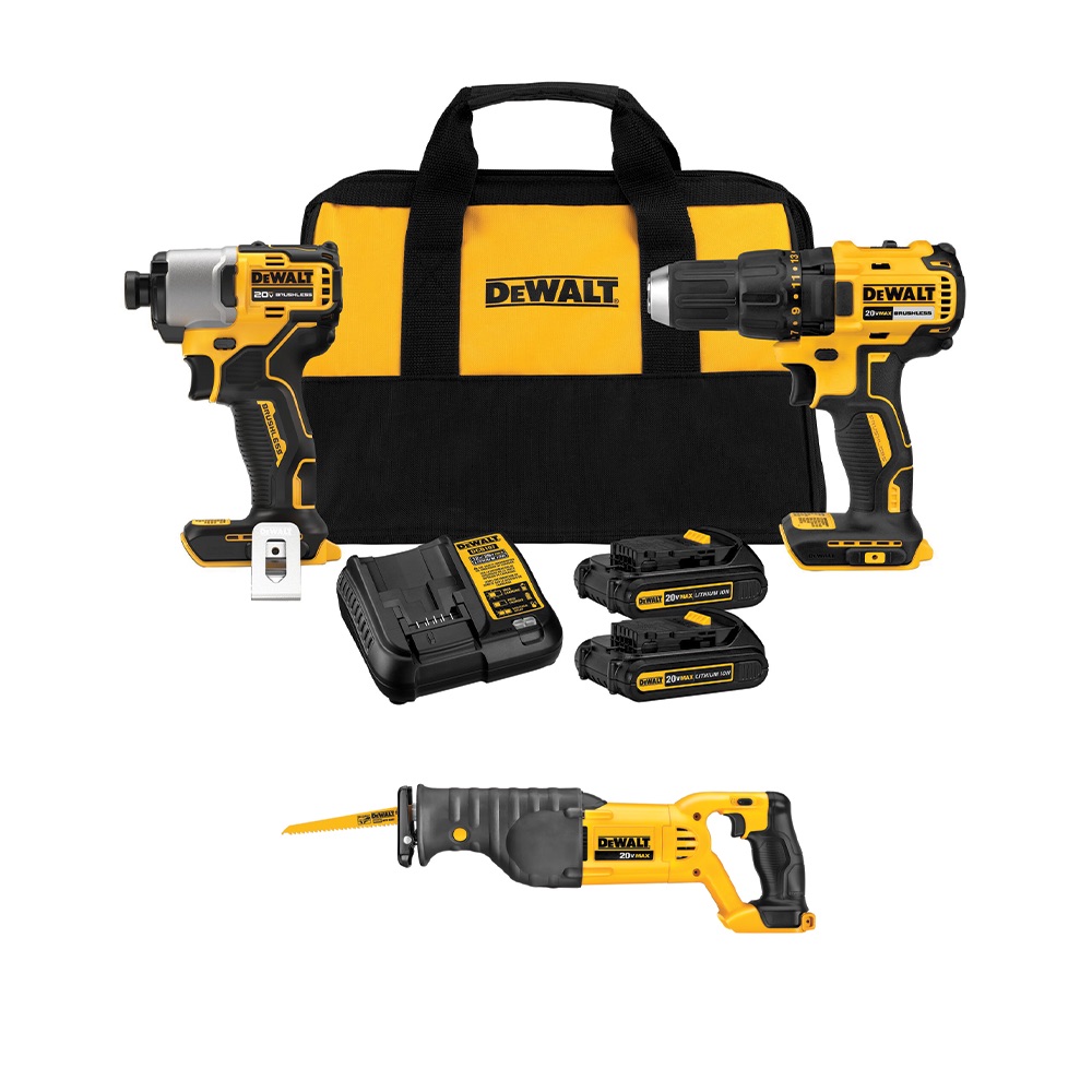 DEWALT 20V MAX XR Cordless Brushless Compact Reciprocating Saw with Battery, Charger & Kit Bag
