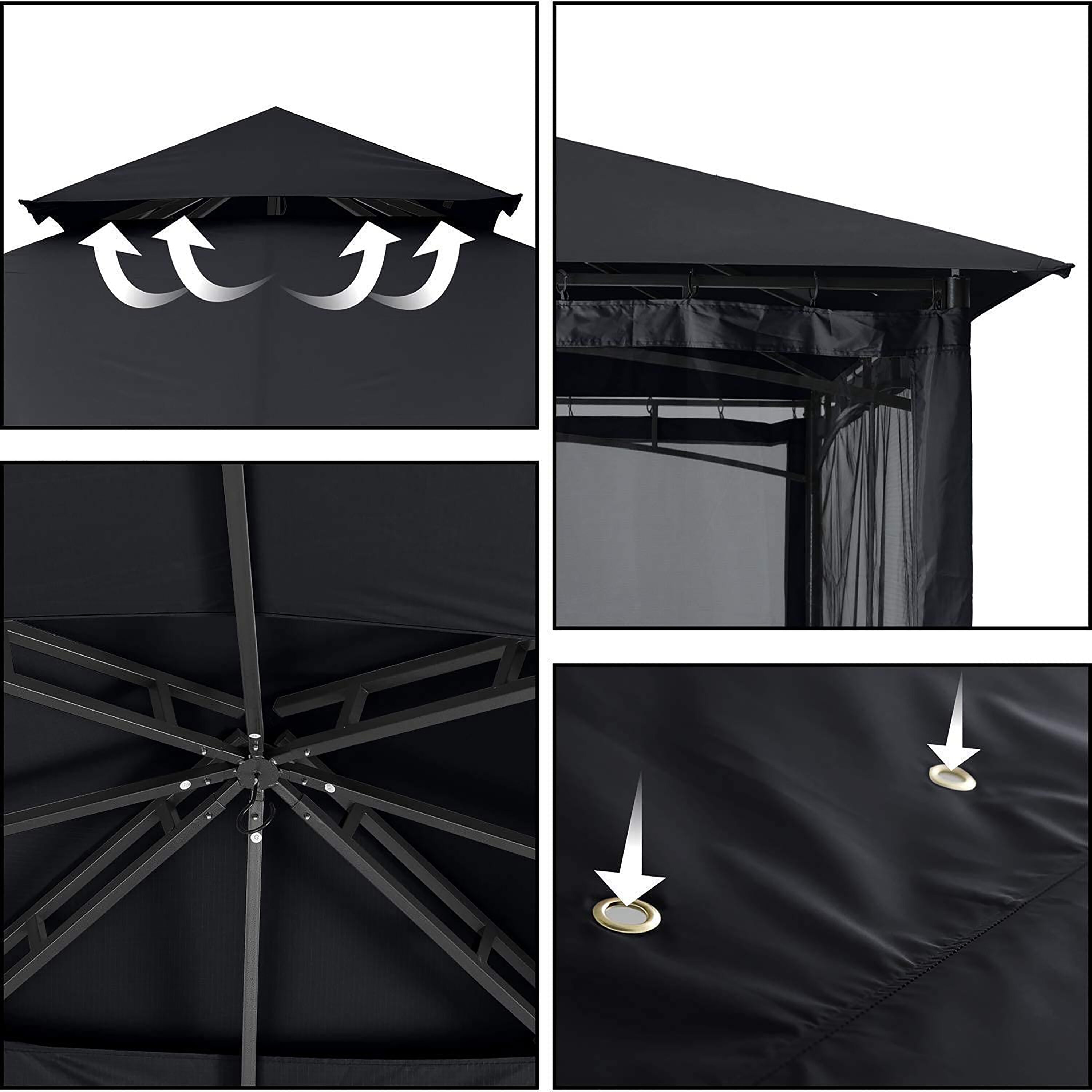 ABCCANOPY GHG-1012DPNT-BLACK Wood-Resin-Gazebos - View #3