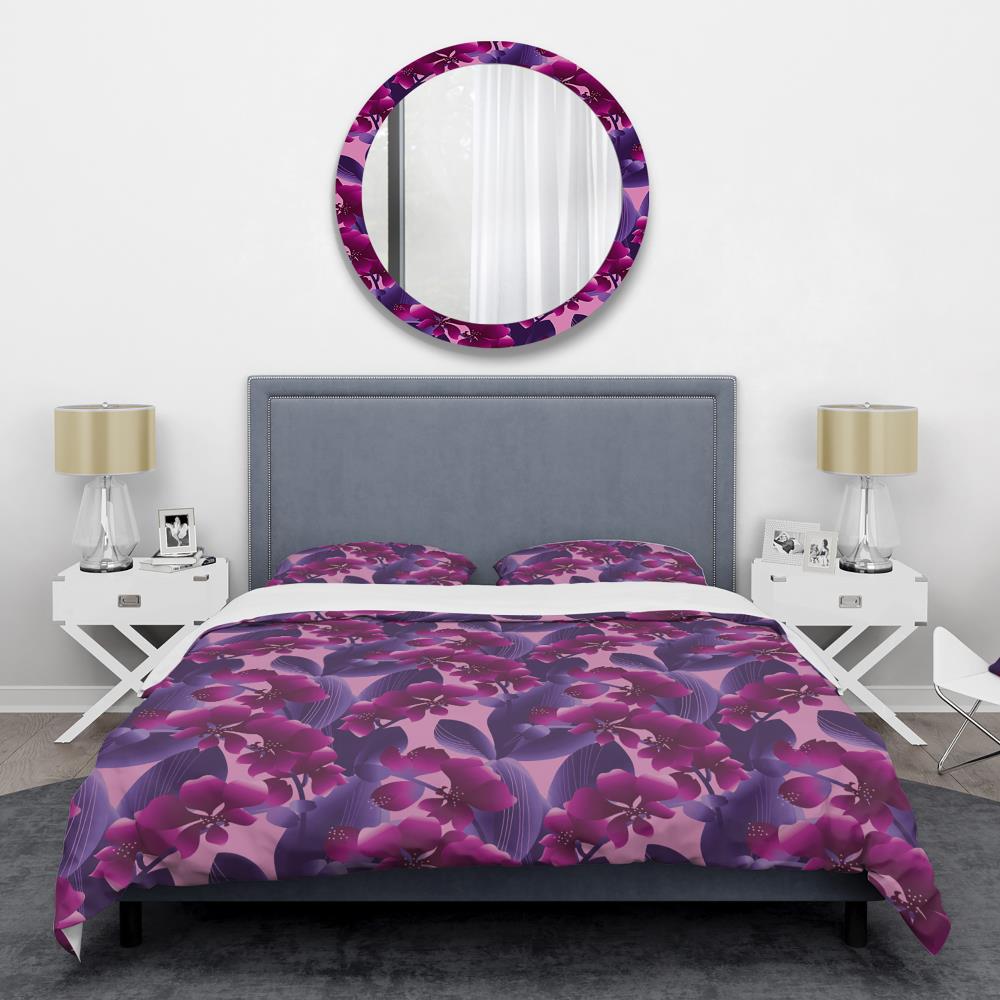 Designart BED24437-T 3 -Piece Purple Twin Duvet cover Set