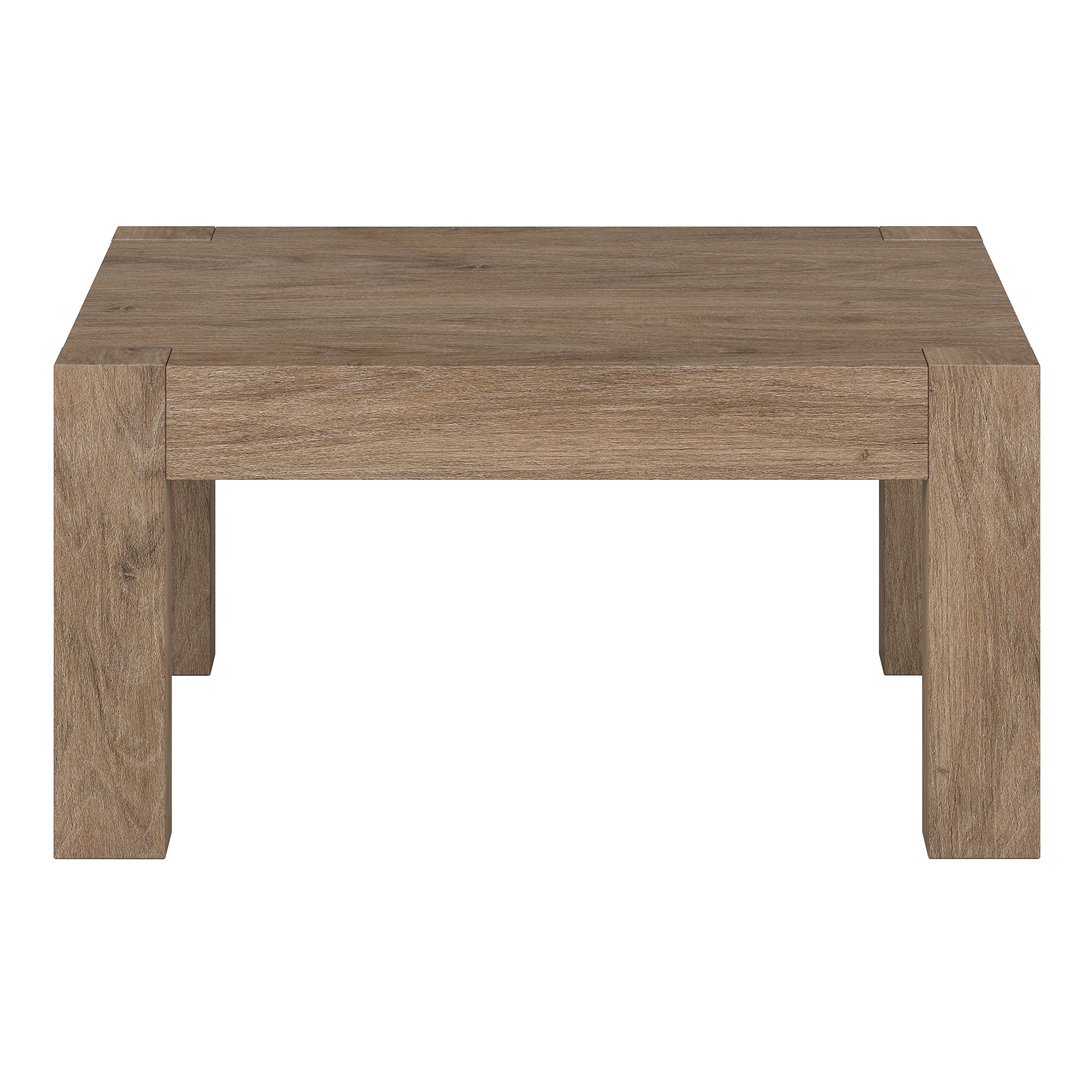Antiqued Gray Oak Square MDF Coffee Table, 34 Inch
