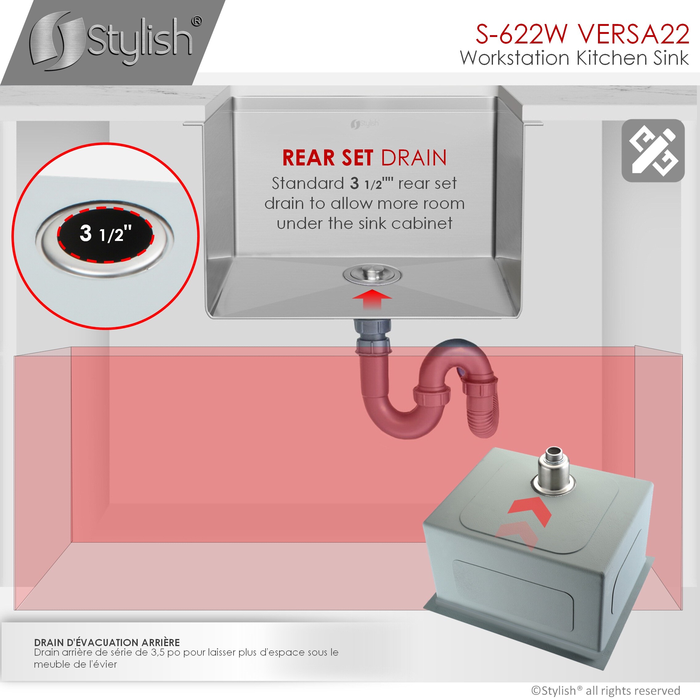 Stylish S-622W1 Kitchen-Sinks - View #13