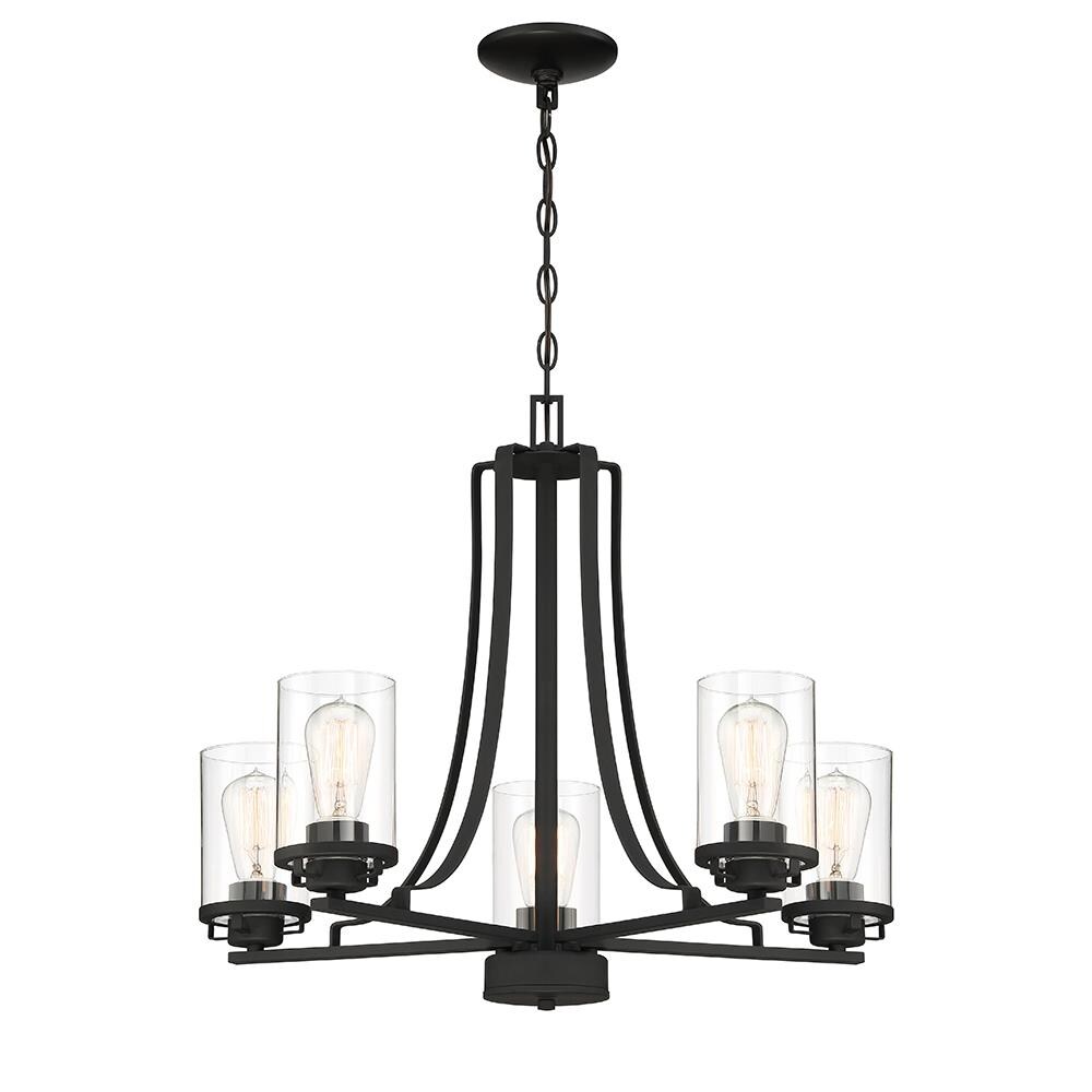 Designers Fountain 93385-BK Jedrek 5 -Light Matte Black Transitional For Use in Bedrooms, Dining Rooms, Foyers, Kitchens, Living Rooms Chandelier