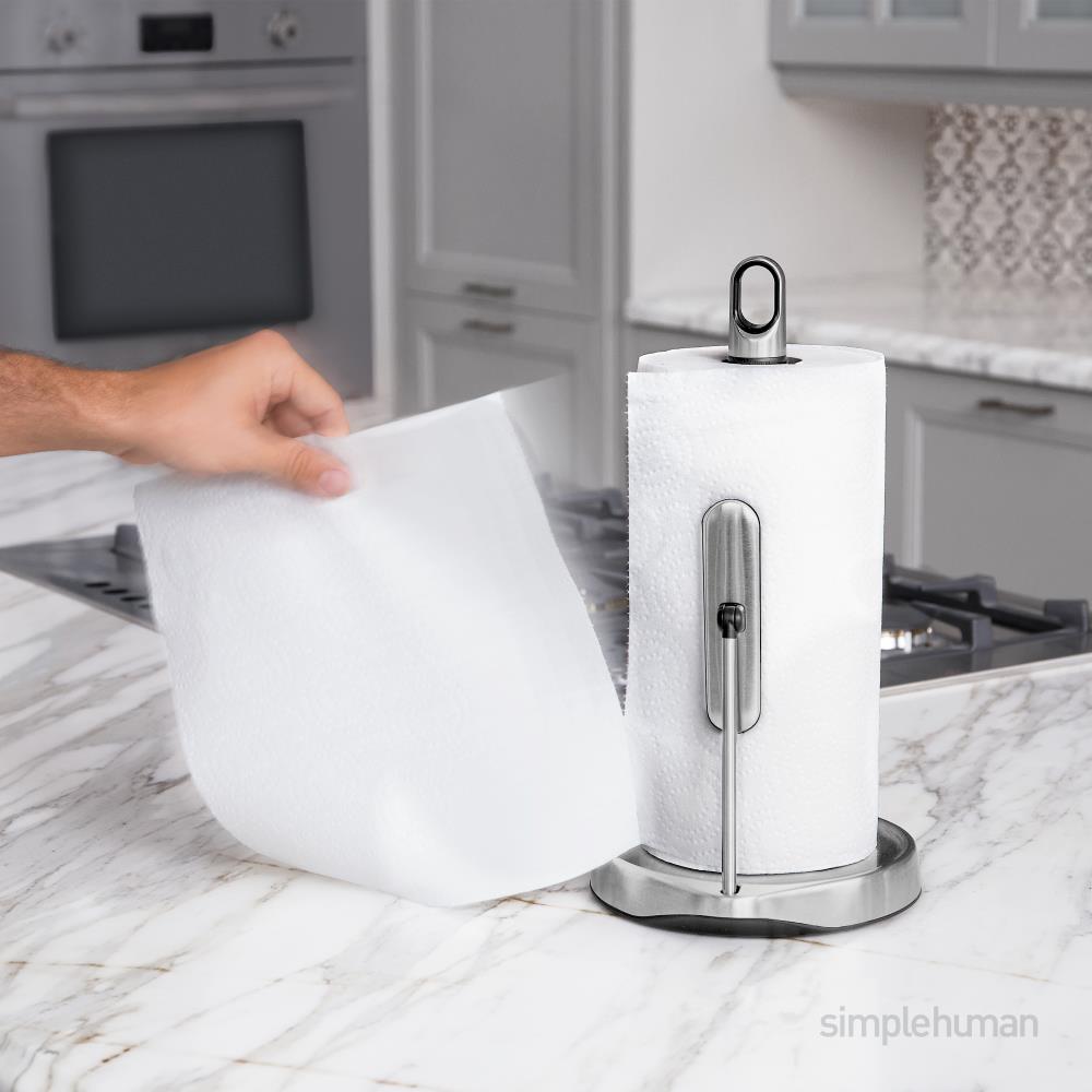 simplehuman Brushed Stainless Steel Metal Freestanding Paper Towel Holder  at