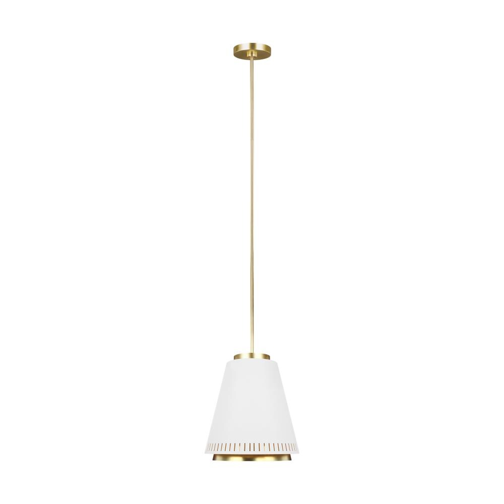 Generation Lighting Designers EP1041MWT ED Ellen DeGeneres Carter Matte White/Burnished Brass Farmhouse Bowl Medium (10-22-in) Pendant Light