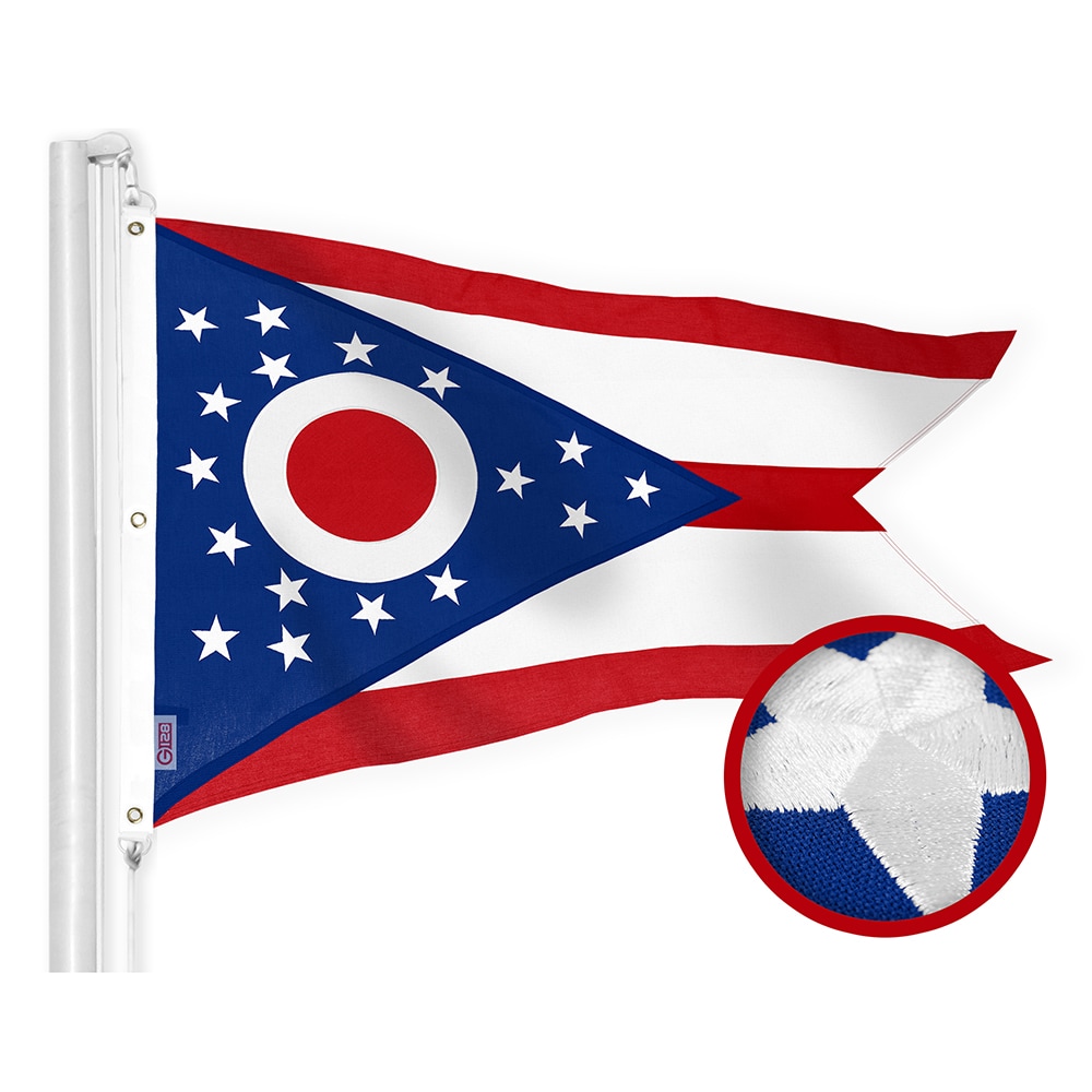 G128 5-ft W x 8-ft H Ohio State Embroidered Flag Spun Polyester