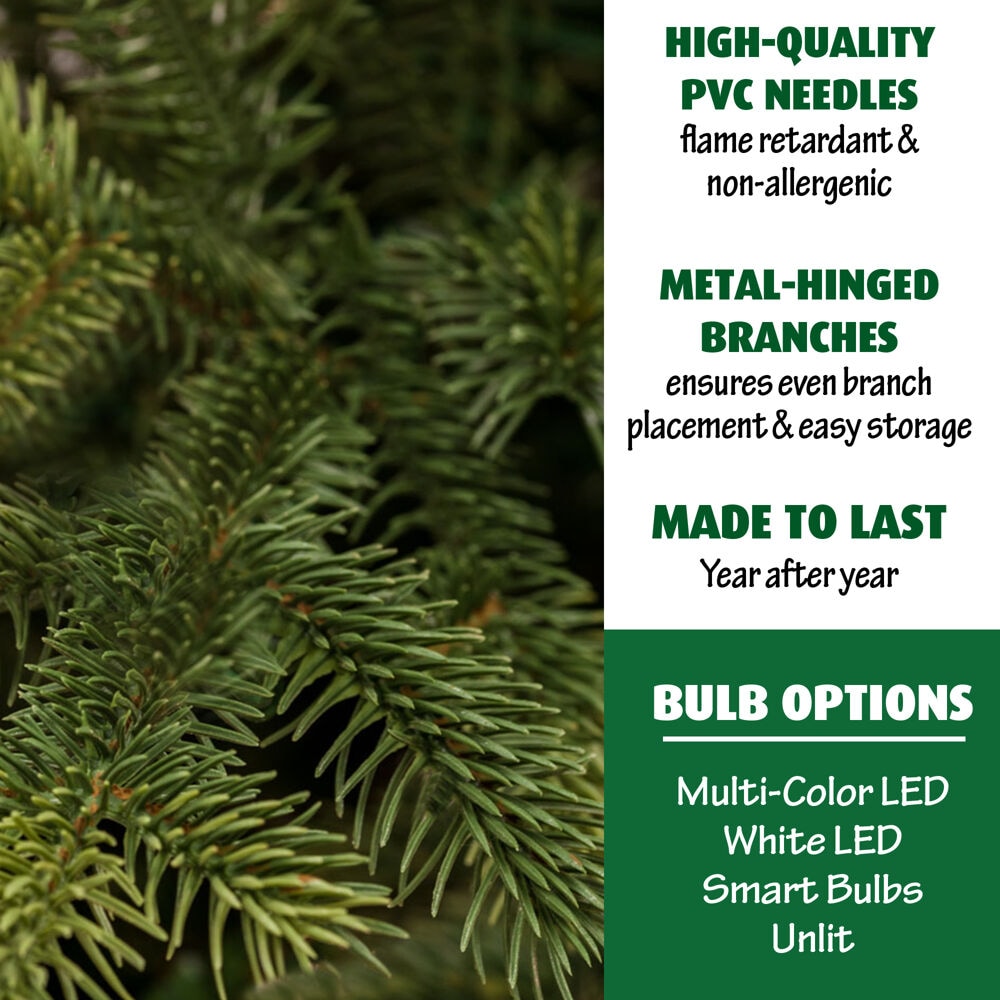 7.5-Foot Green Pine Artificial Christmas Tree with Hinged Branches