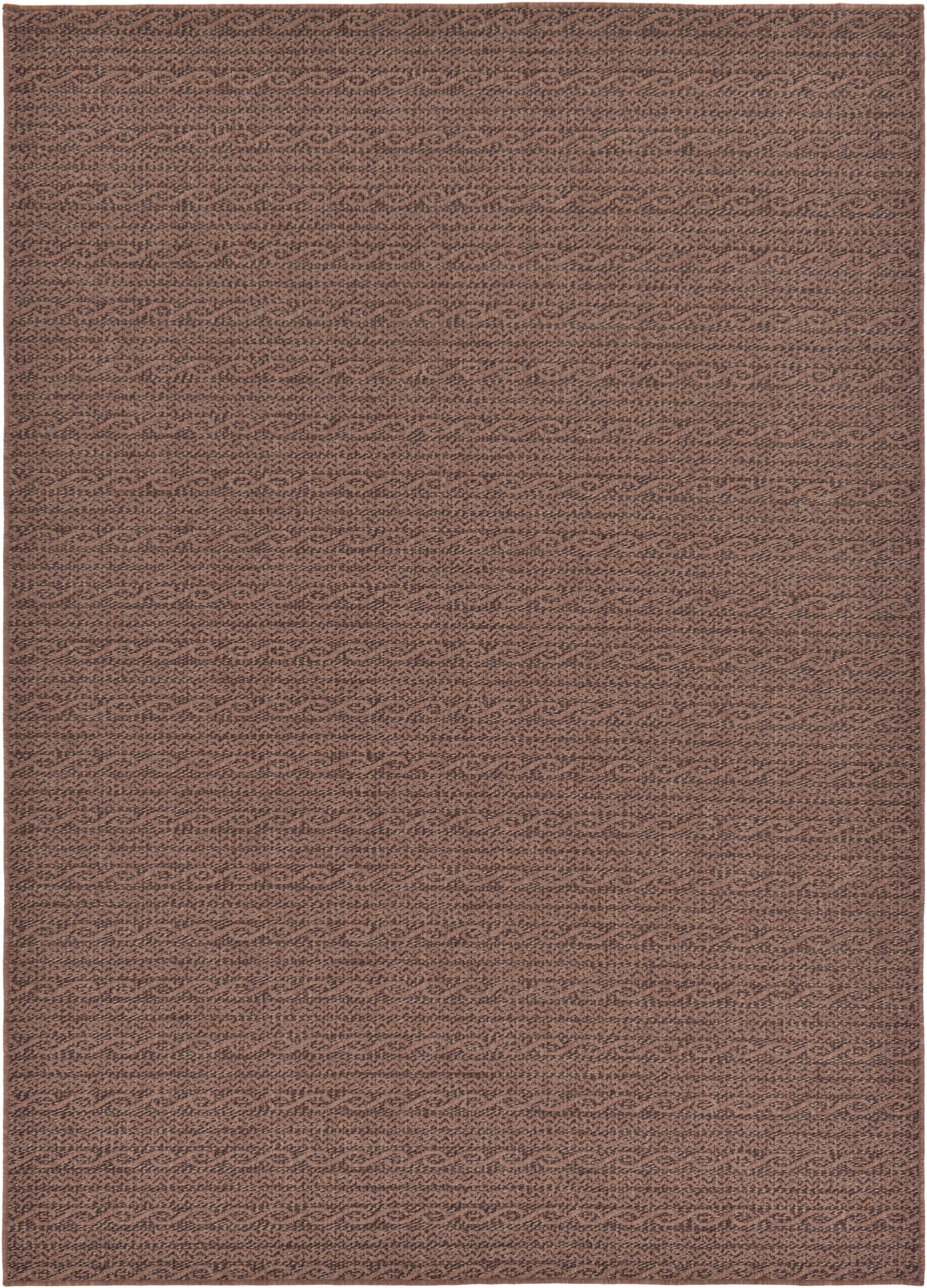 Unique Loom 3126529 Links Outdoor 7 x 10 (ft) Loomed Polypropylene Brown/Black Rectangular Indoor/Outdoor Stripe French Country Area rug