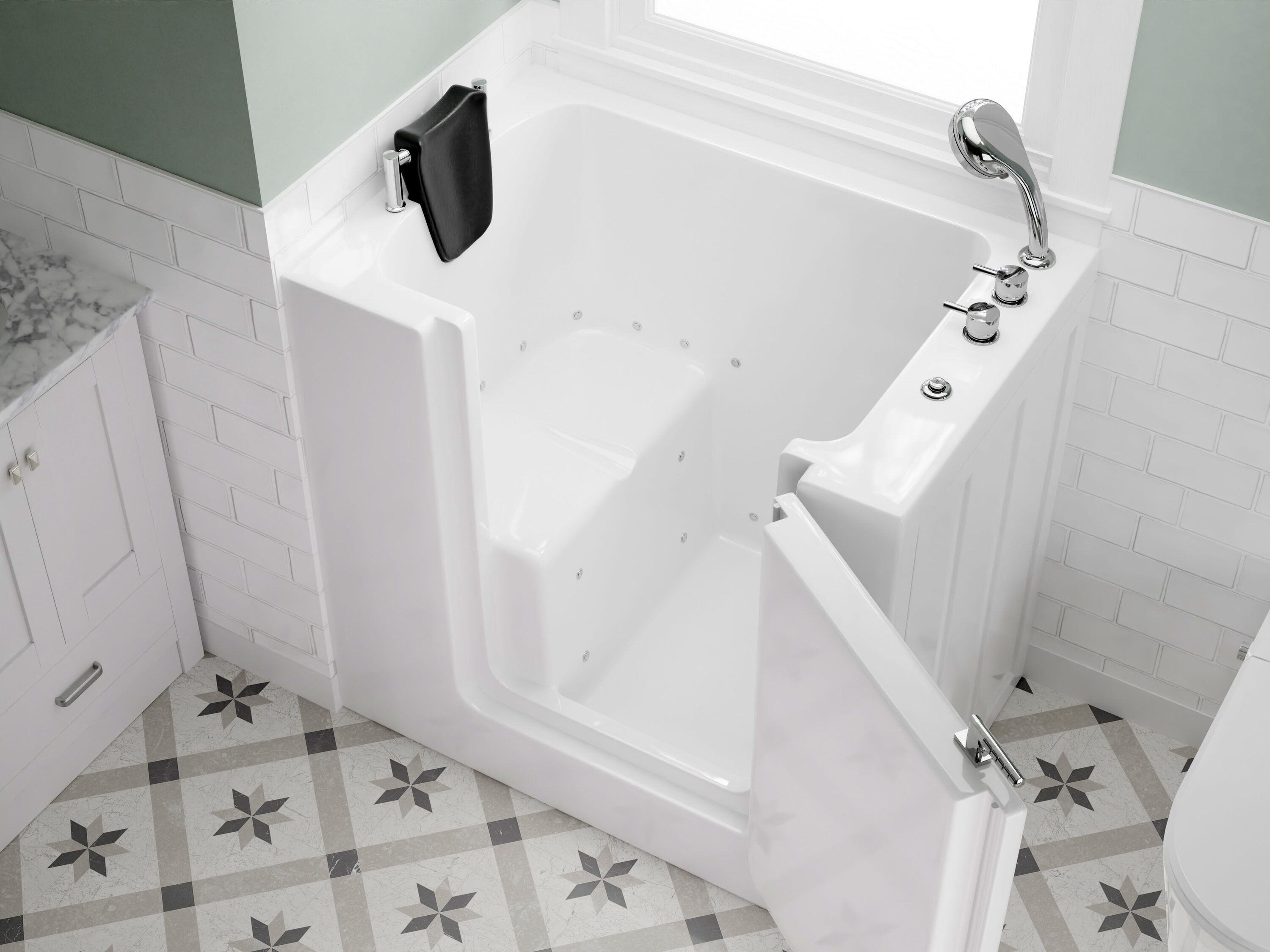 Endurance 30.5-in x 39.75-in White Acrylic Walk-In Air Bath with Faucet ...