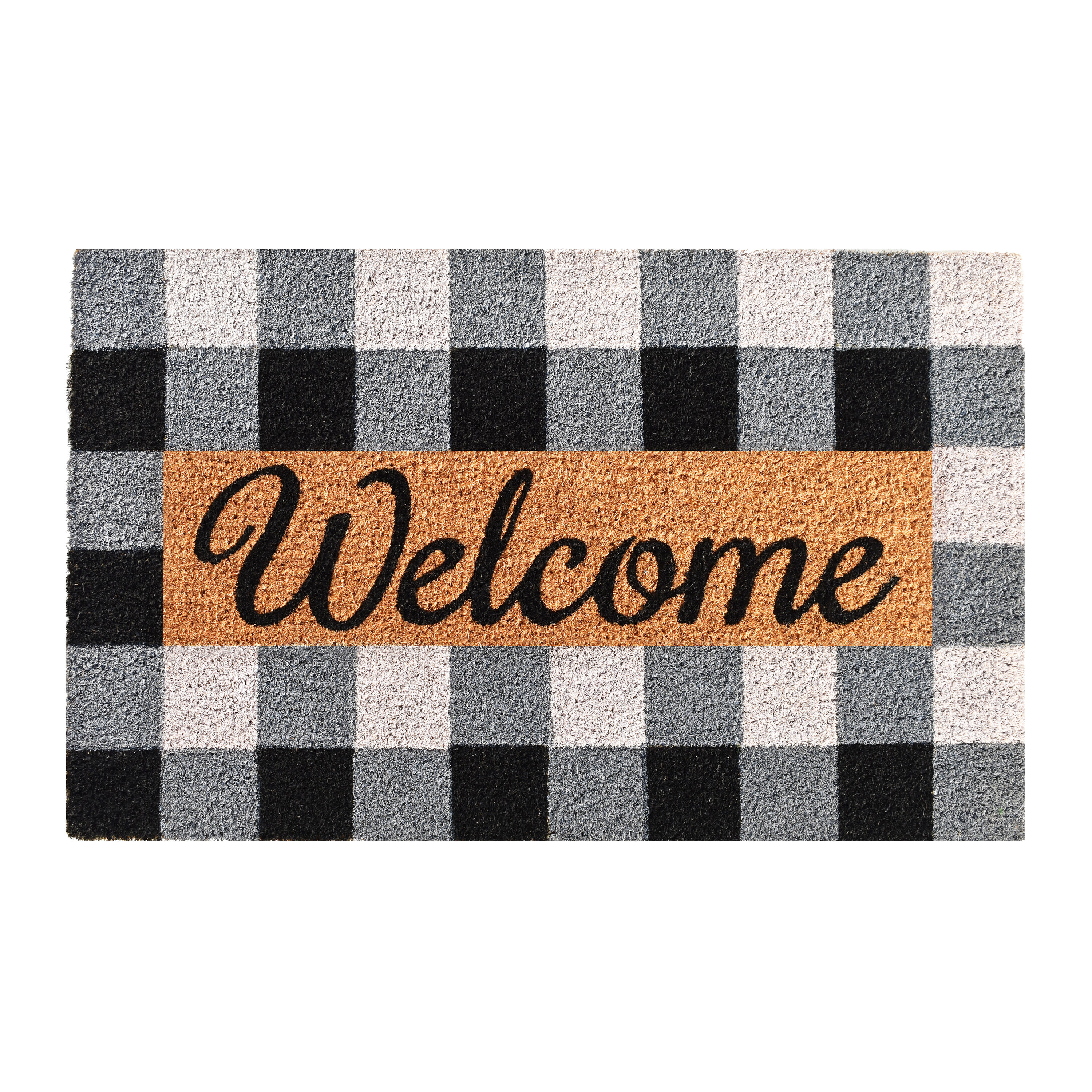 Callowaymills 106142436 2-ft x 3-ft Black, Grey Coir/Vinyl Rectangular Indoor or outdoor Decorative Door mat