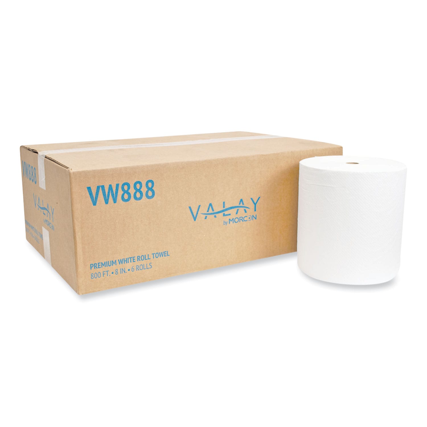 Morcon ESNMORVW888 Valay Proprietary Roll Towels  1 Ply  8 x 800 ft  White  6 Rolls Carton - Thumbnail