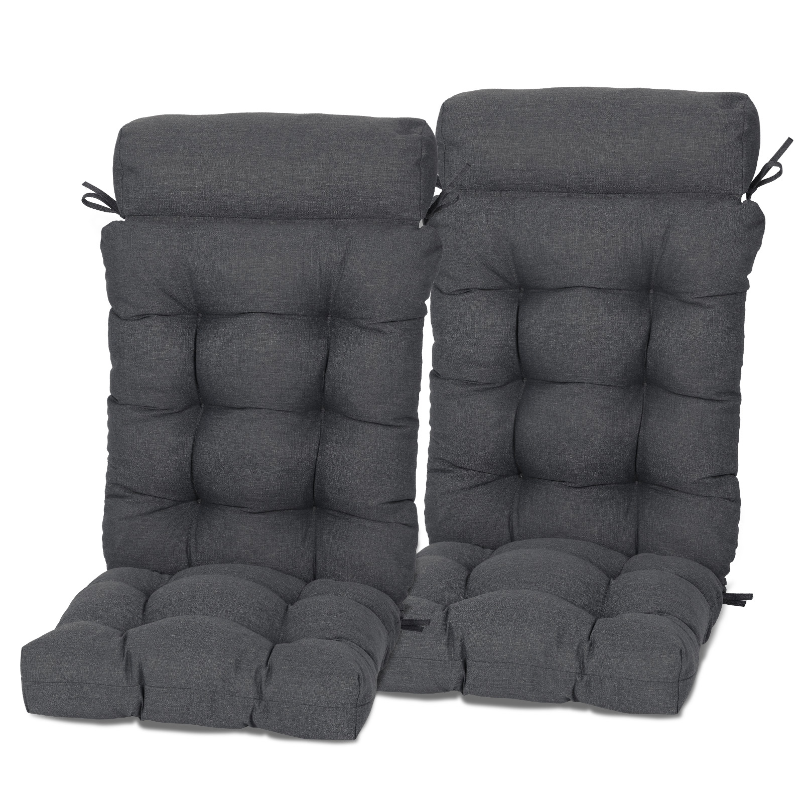 Aoodor A381-PDYDY Tufted Chair Cushions 18-in x 18-in 2 -Piece Gray High back patio chair cushion