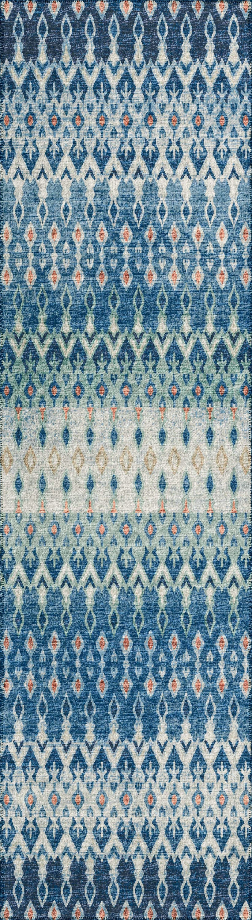 Addison Rugs ABV31SE2X8 Bravado 2 x 8 (ft) Chenille Seaglass Rectangular Indoor/Outdoor Ikat Southwestern Machine washable Runner rug