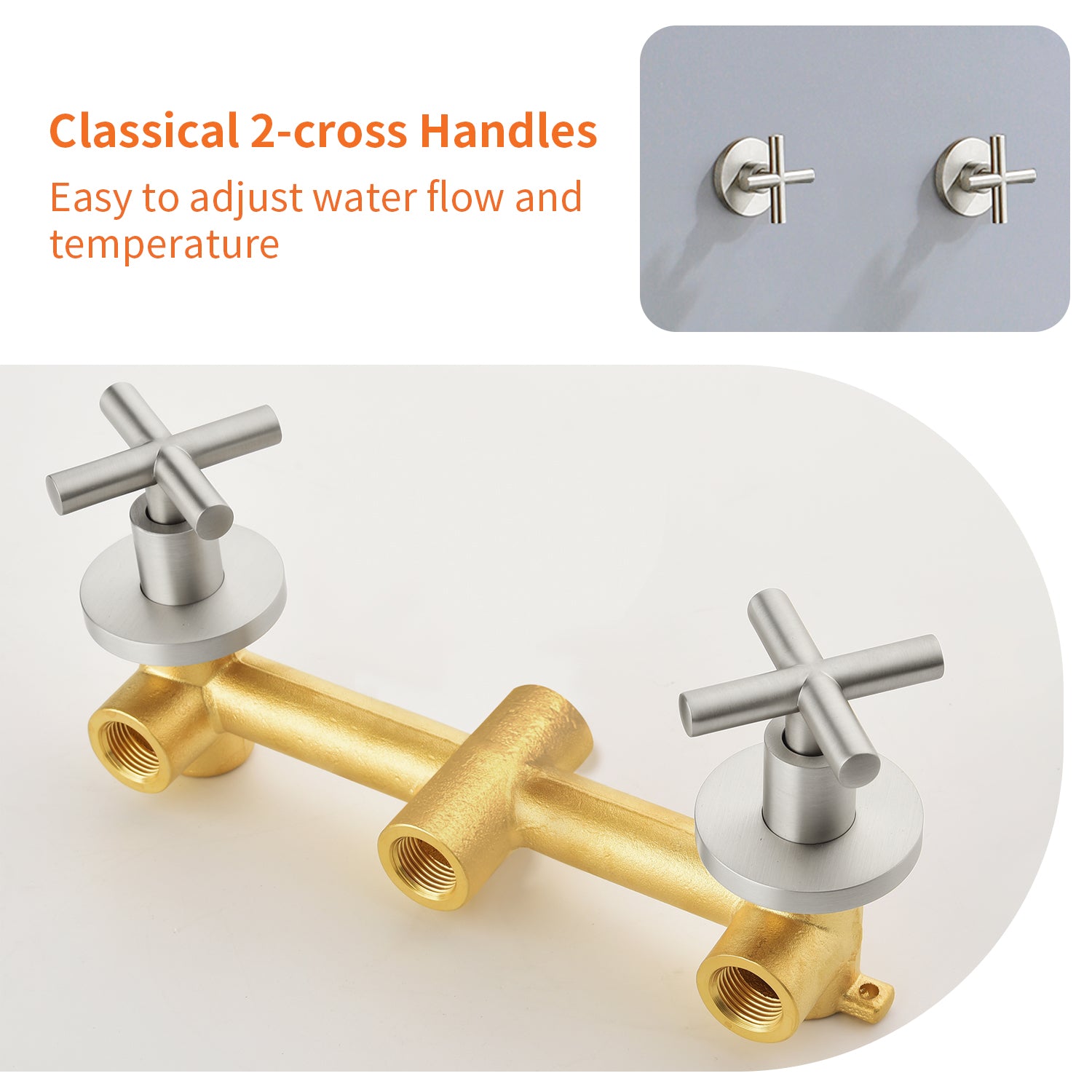 Boyel Living Brushed Nickel Copper Main Body Dual Handle Cold Hot Water ...
