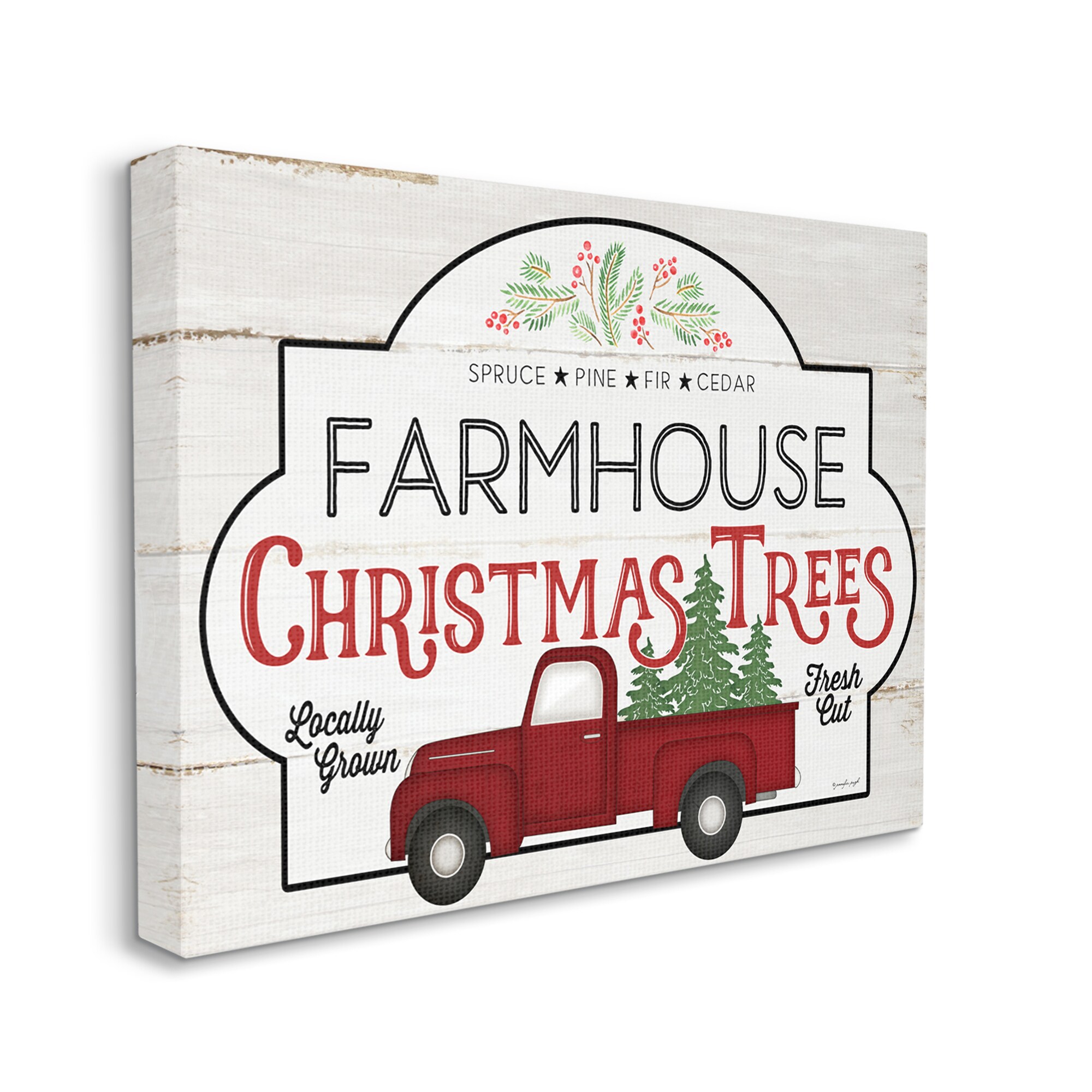 Stupell Industries AC-389-CN-36X48 Rustic Farmhouse Christmas Tree Vintage Sign Jennifer Pugh 48-in H x 36-in W Novelty Print on Canvas