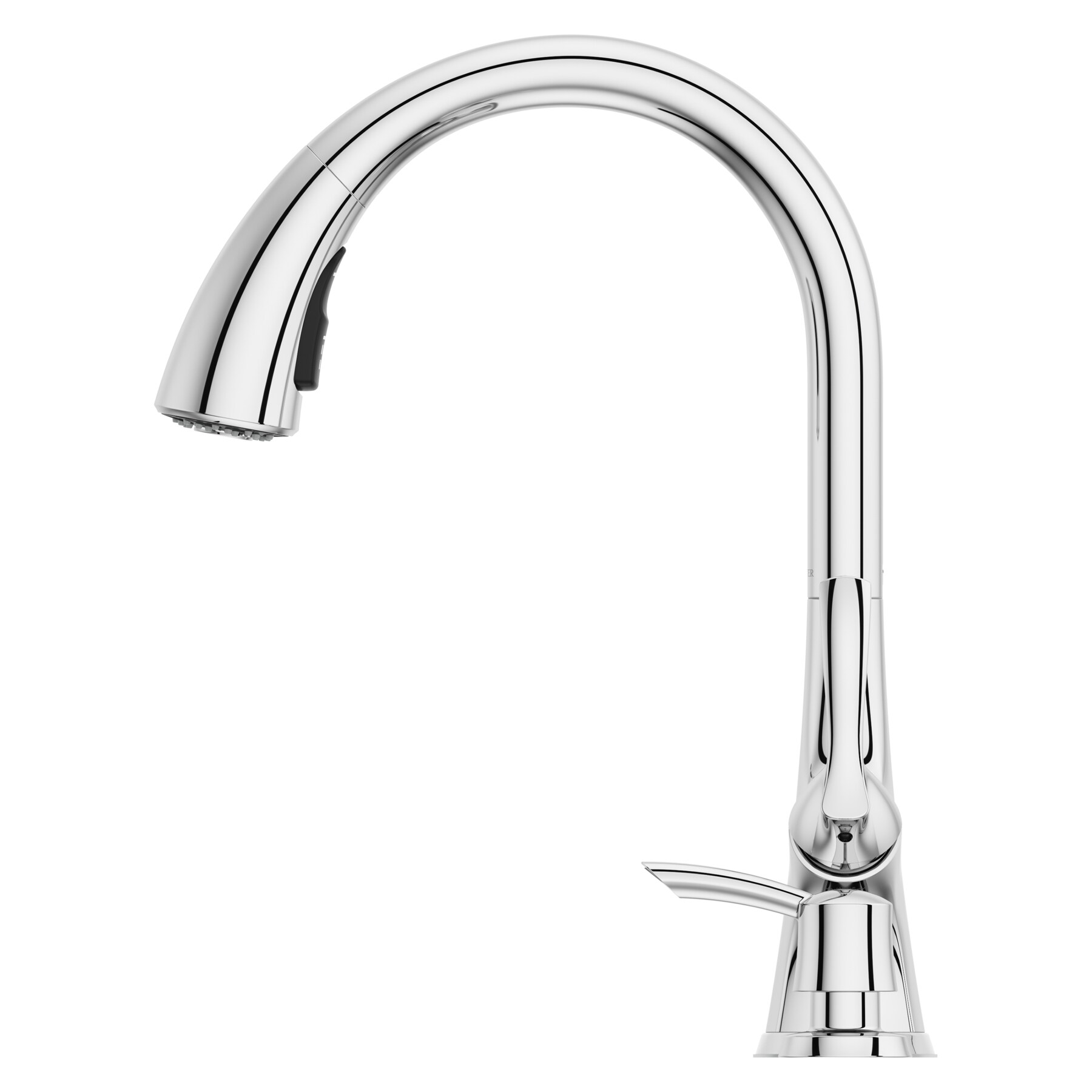 Masey Polished Chrome Pull-Down Kitchen Faucet with Soap Dispenser