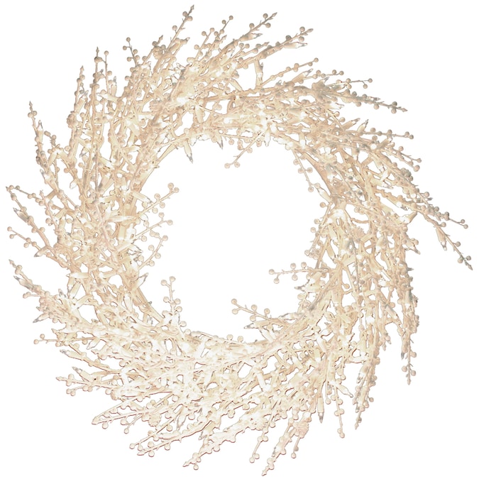 GE 30-in Pre-lit Outdoor White Berry Artificial Christmas Wreath in the ...